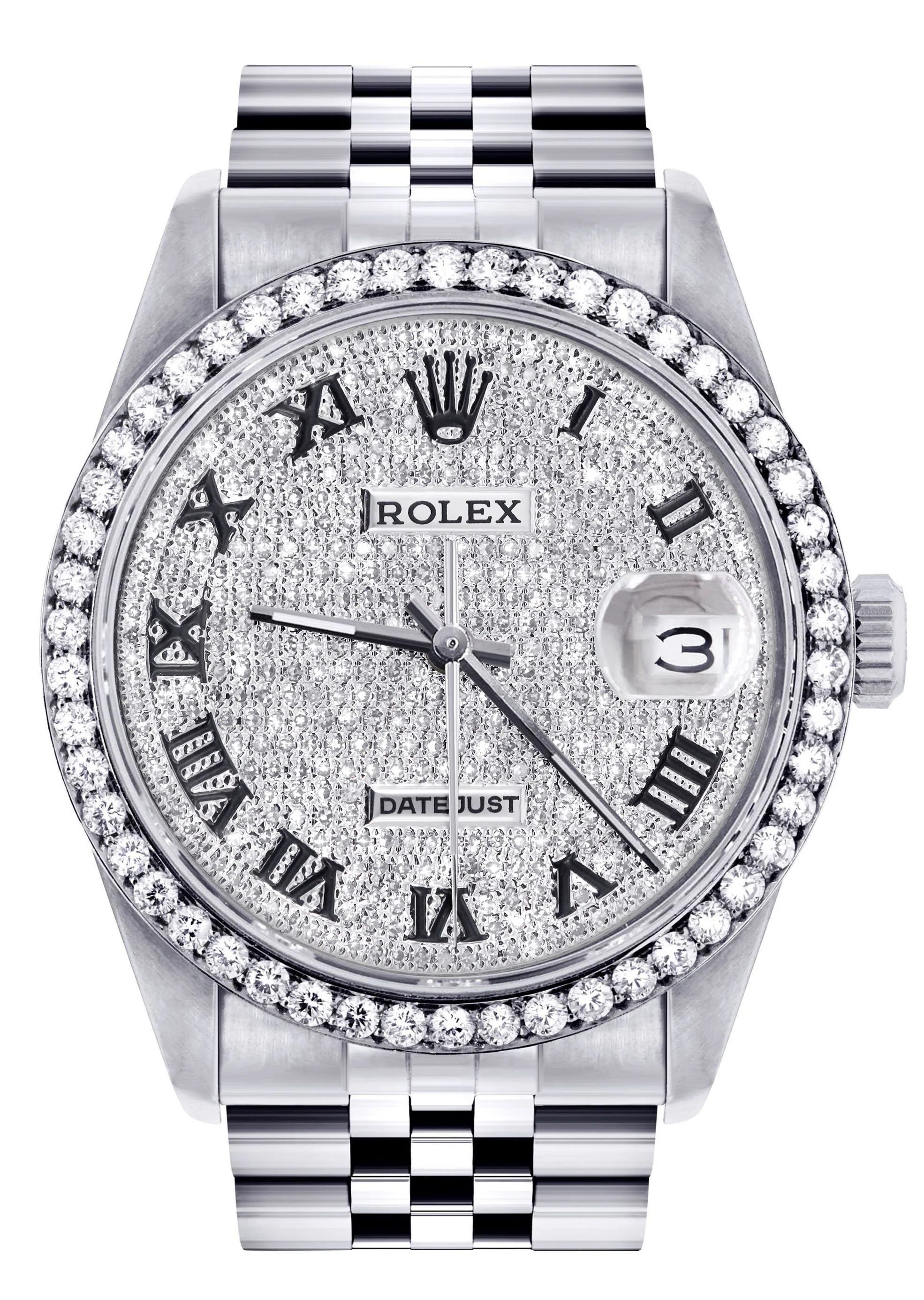 Womens Rolex Datejust Watch 16200 | 36MM | Full Diamond Roman Dial | Jubilee Band