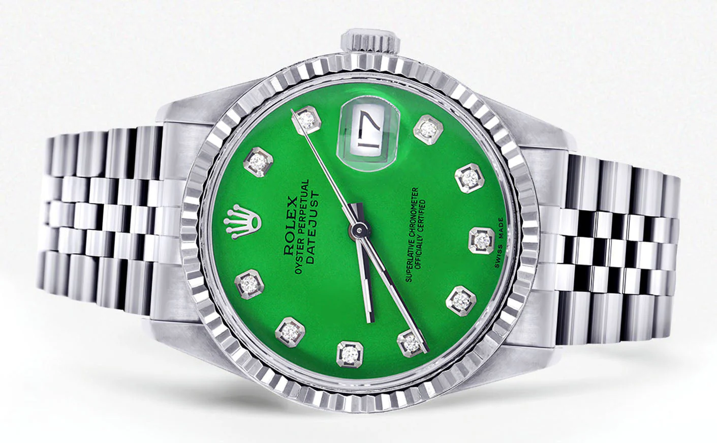Womens Rolex Datejust Watch 16200 | Fluted Bezel | 36Mm | Green Dial | Fluted Bezel | Jubilee Band - Image 2