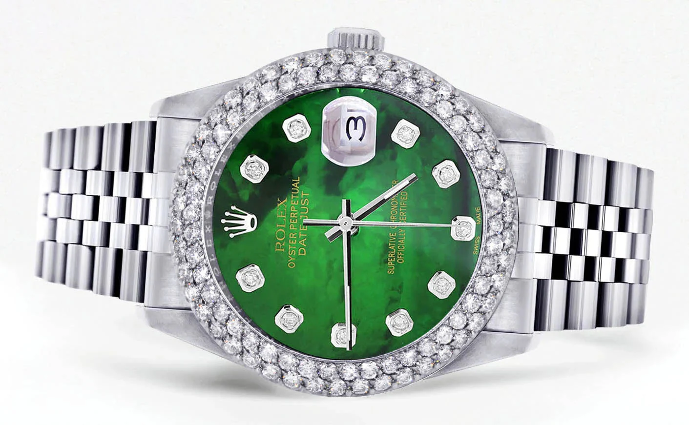Womens Rolex Datejust Watch 16200 | 36Mm | Green Mother of Pearl Dial | Two Row 4.25 Carat Bezel | Jubilee Band - Image 2