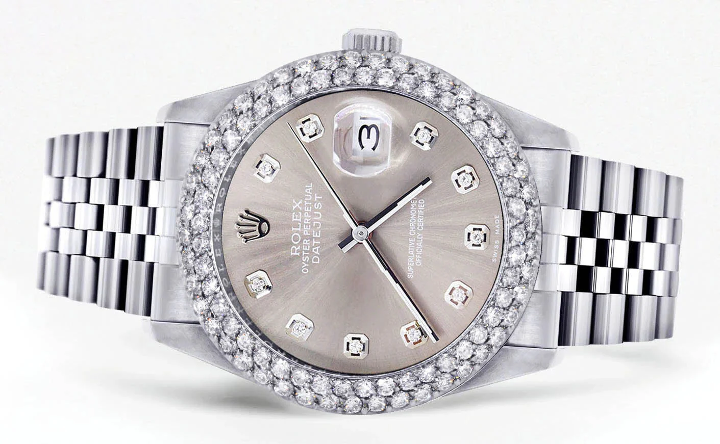 Womens Rolex Datejust Watch 16200 | 36Mm | Grey Dial | Two Row 4.25 Carat Bezel | Jubilee Band - Image 2