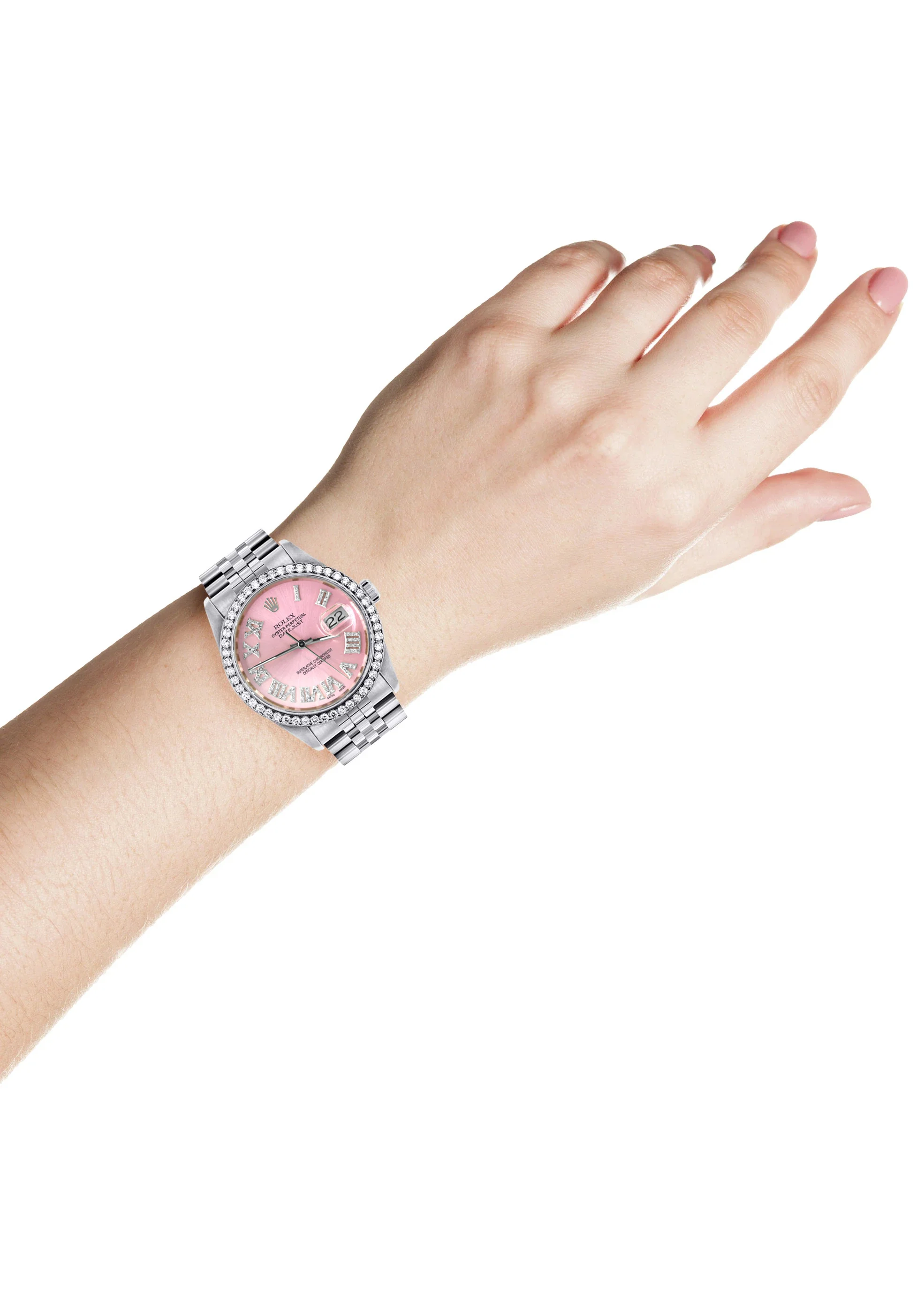 Womens Rolex Datejust Watch 16200 | 36Mm | Light Pink Roman Numeral Dial | Jubilee Band - Image 4