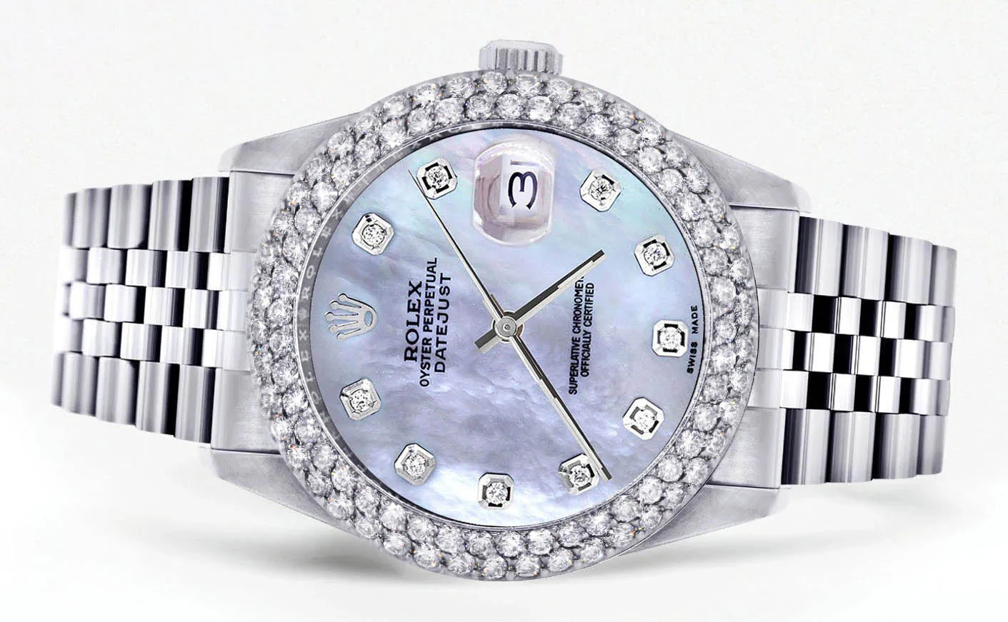 Womens Rolex Datejust Watch 16200 | 36Mm | Mother of Pearl Dial | Two Row 4.25 Carat Bezel | Jubilee Band - Image 2