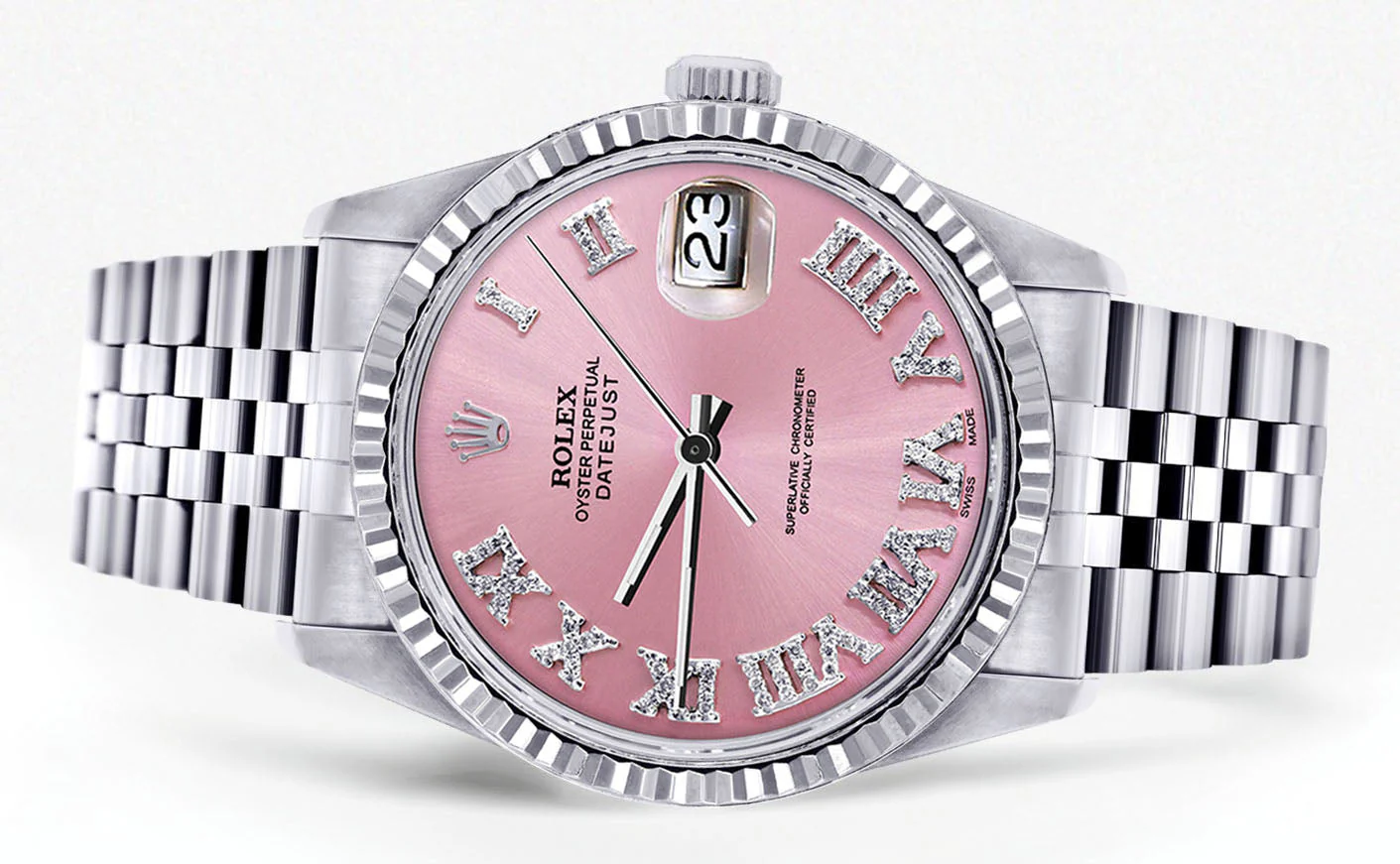 Womens Rolex Datejust Watch 16200  | 36Mm | Pink Numeral Dial | Fluted Bezel | Jubilee Band - Image 2