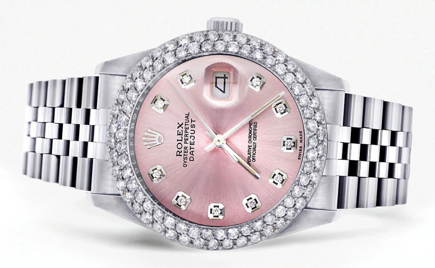 Womens Rolex Datejust Watch 16200 | 36Mm | Rose Dial | Two Row 4.25 Carat Bezel | Jubilee Band - Image 2