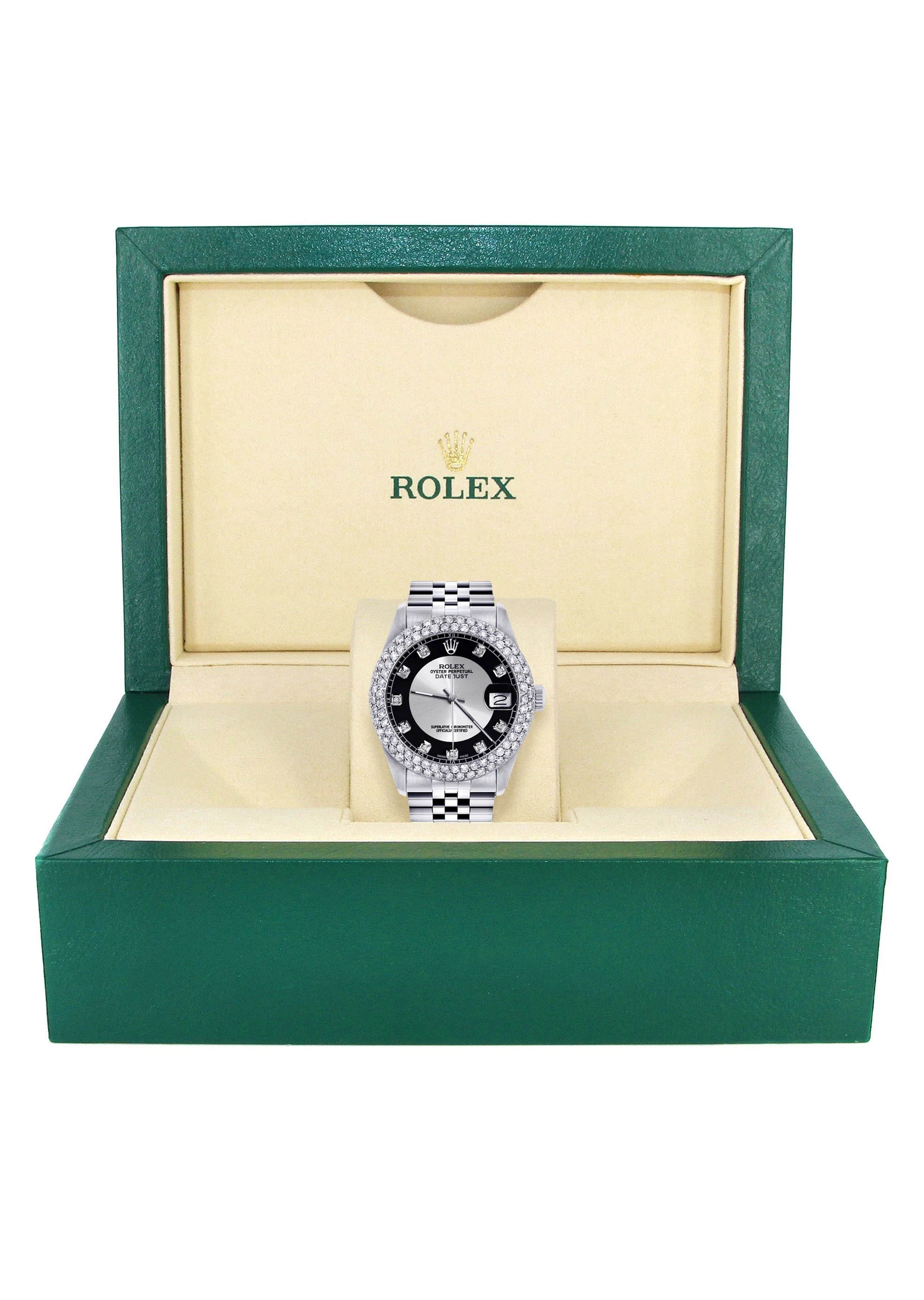 Womens Rolex Datejust Watch 16200 | 36Mm | Tuxedo Dial | Two Row 4.25 Carat Bezel | Jubilee Band - Image 5