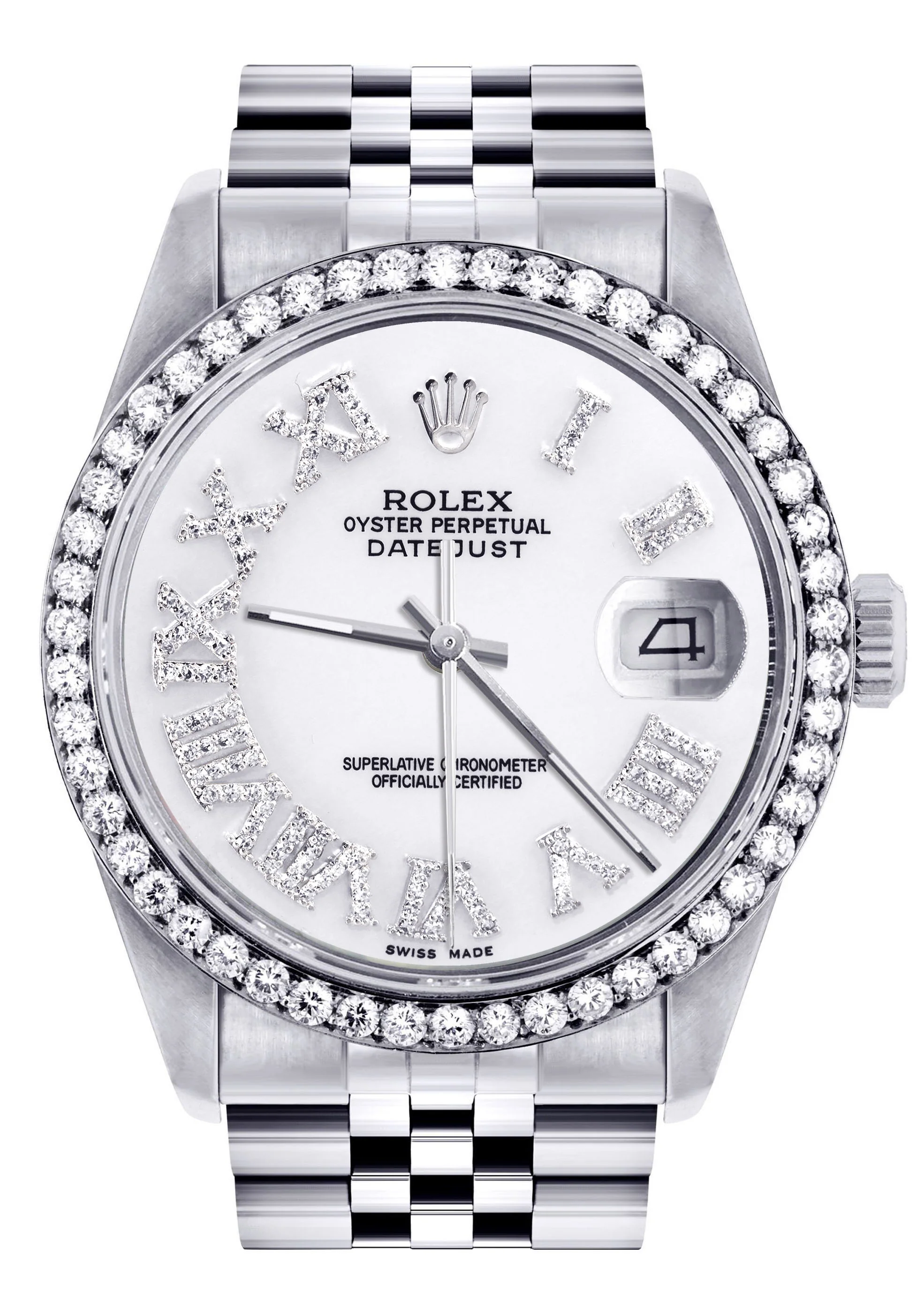 Womens Rolex Datejust Watch 16200 | 36Mm | White Roman Numeral Dial | Jubilee Band