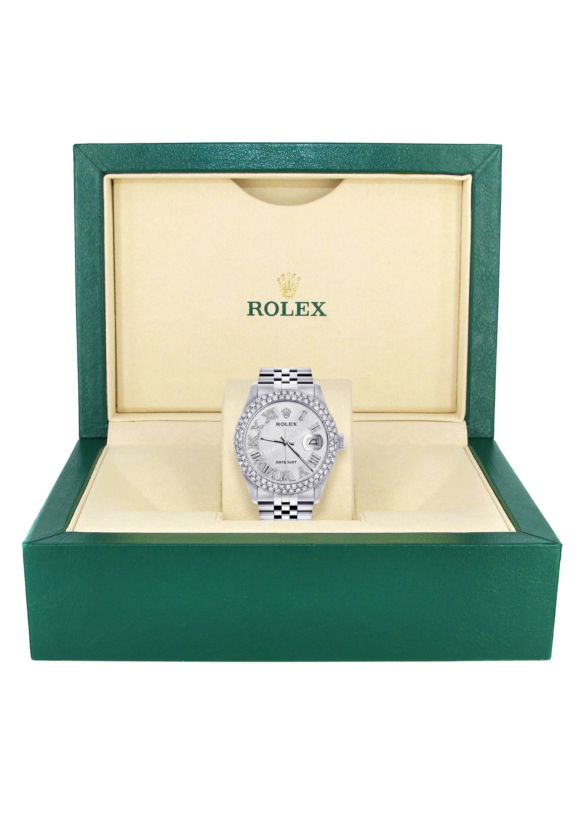 Womens Rolex Datejust Watch 16200 | 36Mm | White Texture Roman Numeral Dial | Two Row 4.25 Carat Bezel | Jubilee Band - Image 5