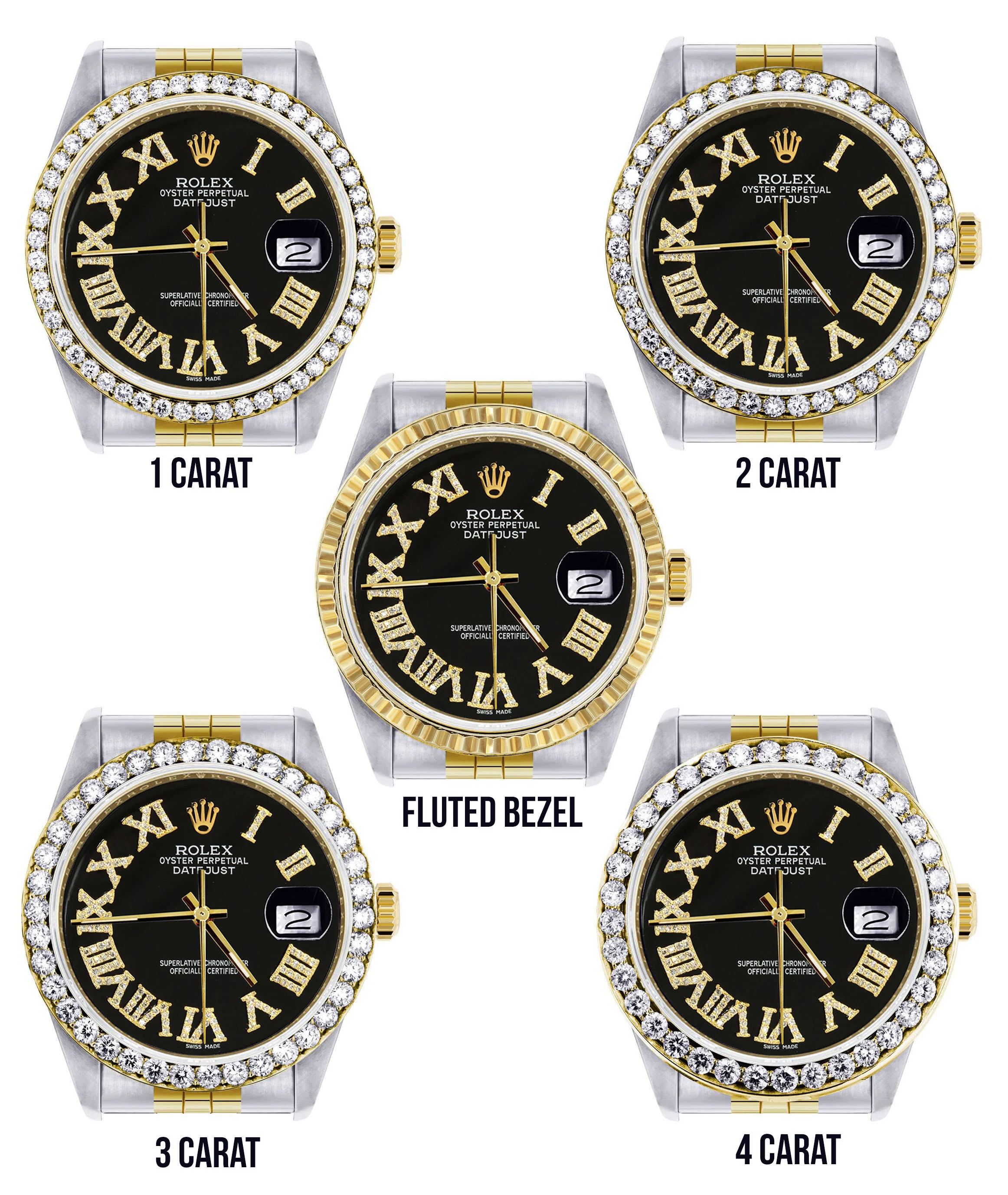 Womens Rolex Datejust Watch 16233 | 36Mm | Black Roman Dial | Jubilee Band - Image 3