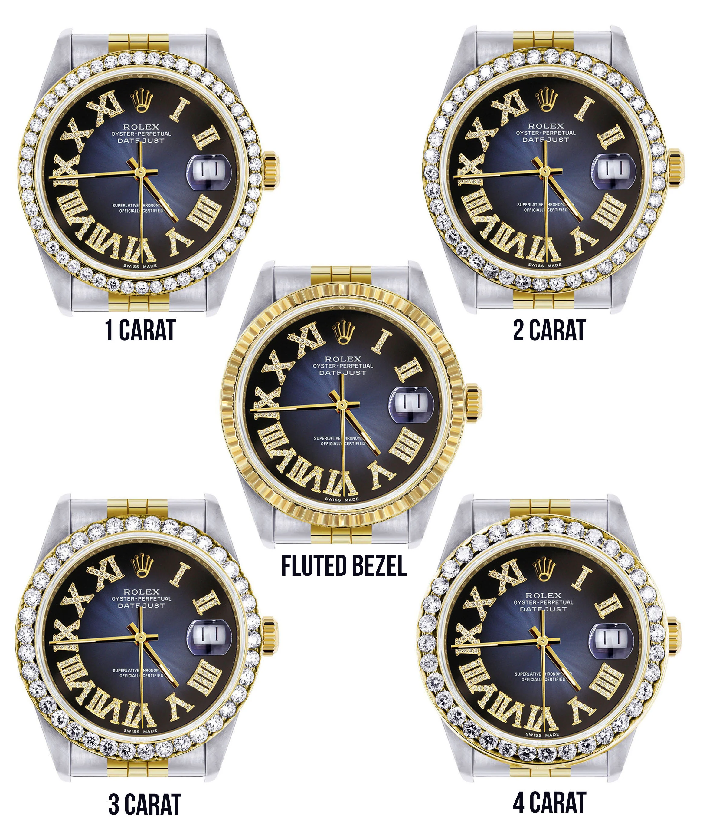 Womens Rolex Datejust Watch 16233 | 36Mm | Blue Black Roman Dial | Jubilee Band - Image 3