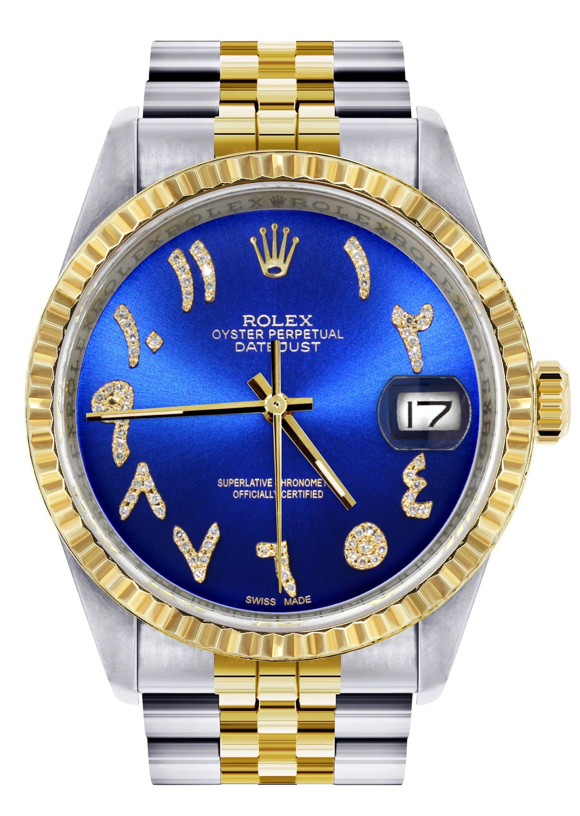 Womens Rolex Datejust Watch 16233 Two Tone | 36Mm | Blue Arabic Dial | Fluted Bezel | Jubilee Band