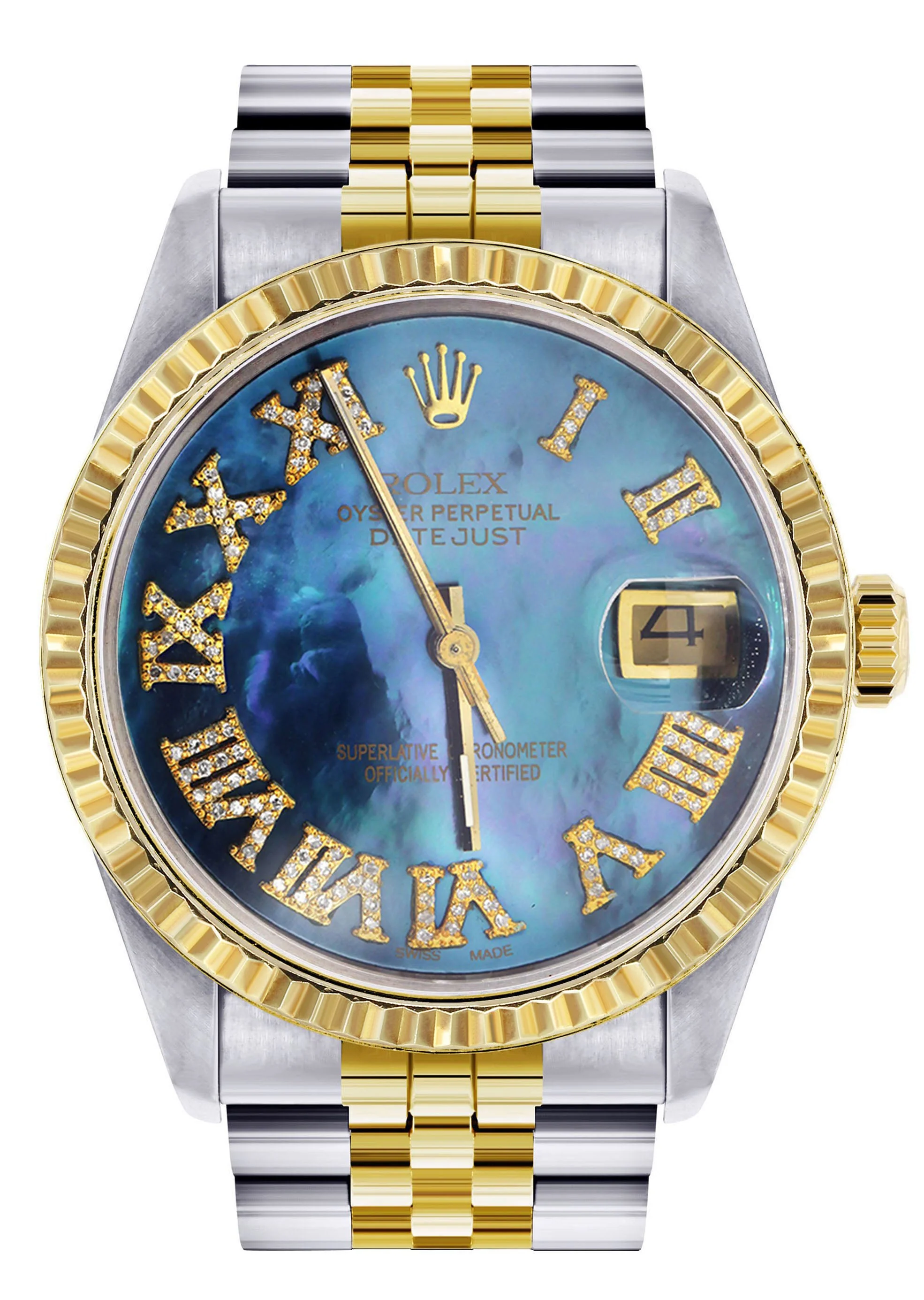 Womens Rolex Datejust Watch 16233 Two Tone | 36Mm | Blue Mother of Pearl Dial | Fluted Bezel | Jubilee Band