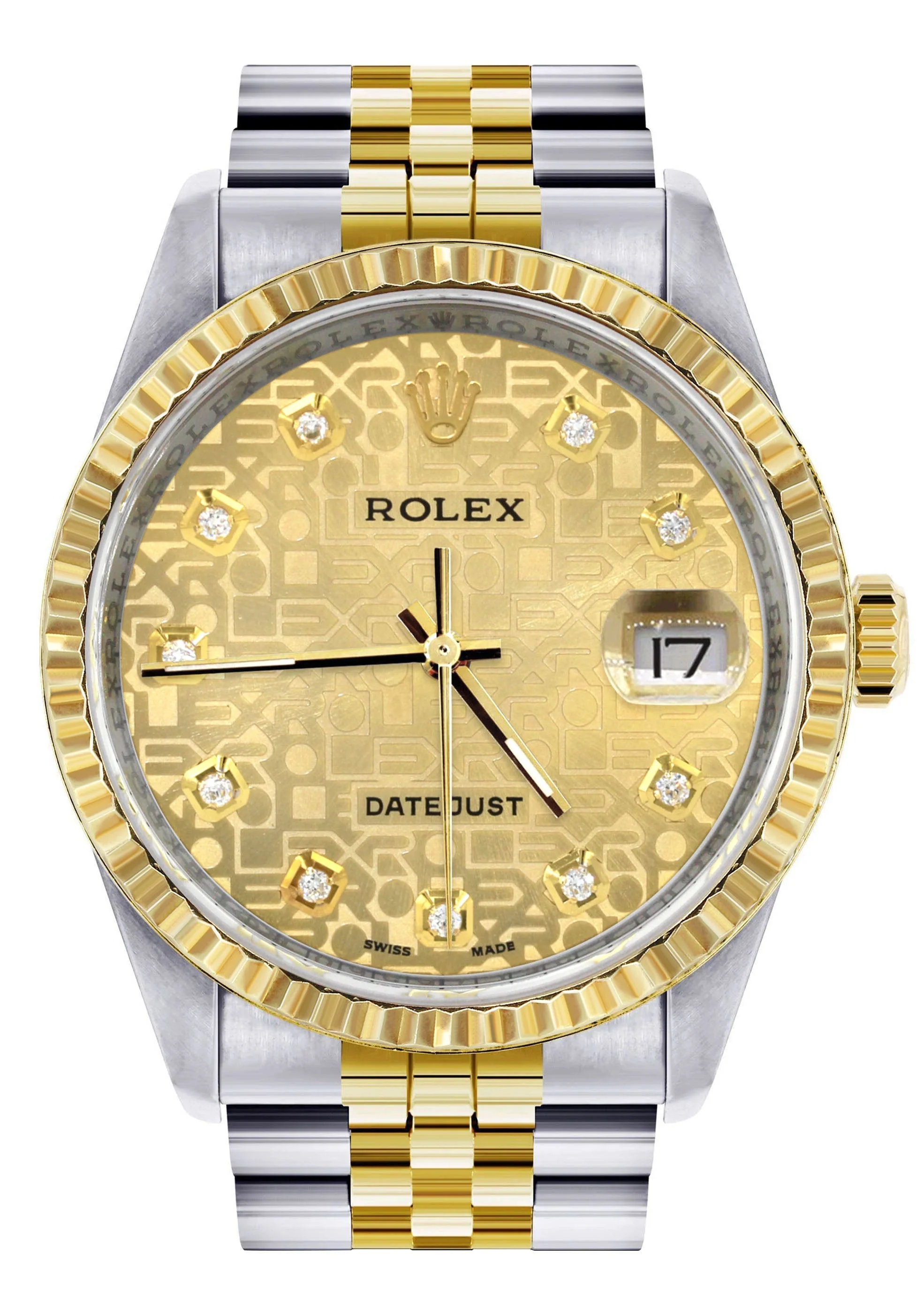 Womens Rolex Datejust Watch 16233 Two Tone | 36Mm | Gold Texture Dial | Fluted Bezel | Jubilee Band