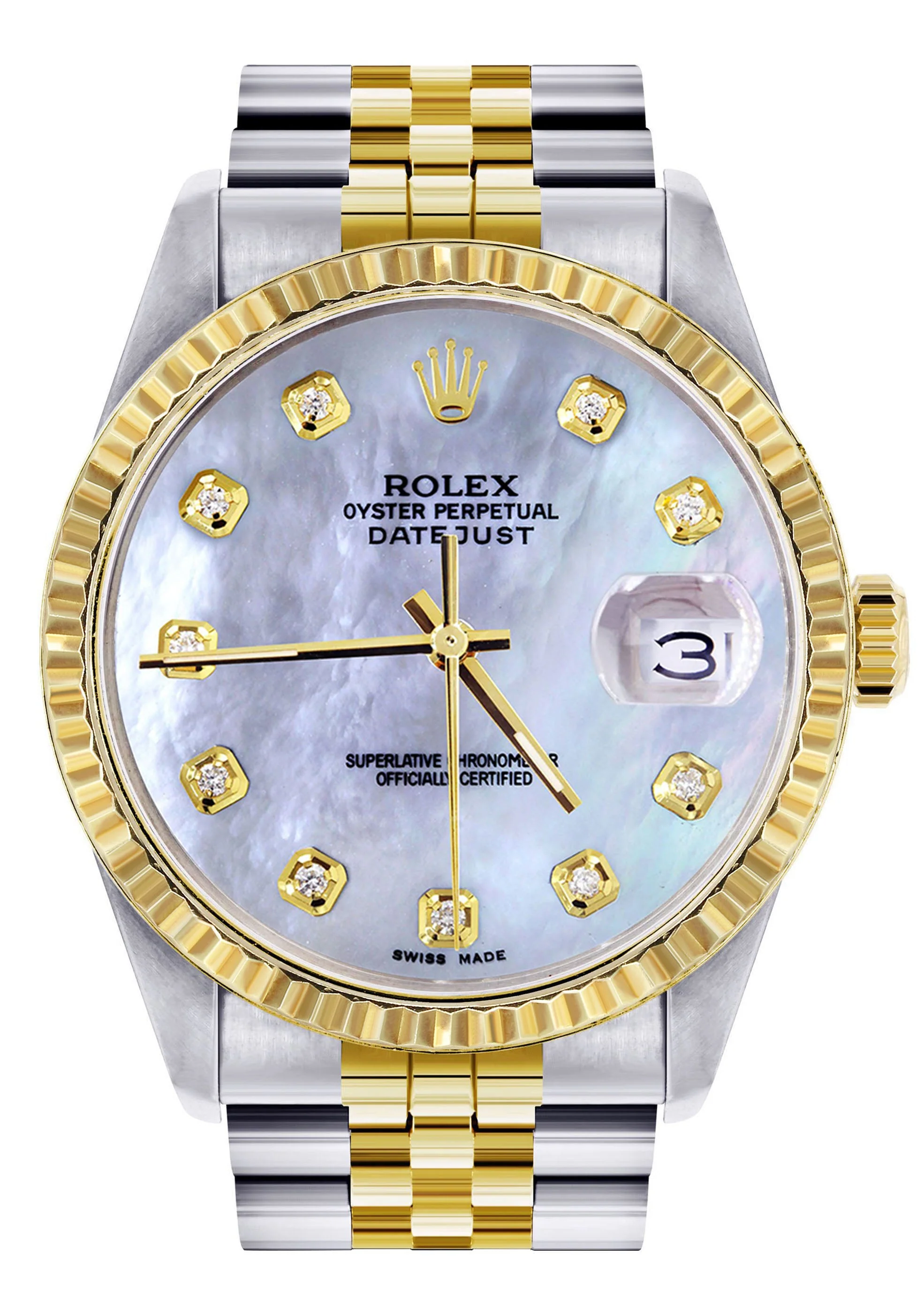 Womens Rolex Datejust Watch 16233 Two Tone | 36Mm | Mother of Pearl Dial | Fluted Bezel | Jubilee Band