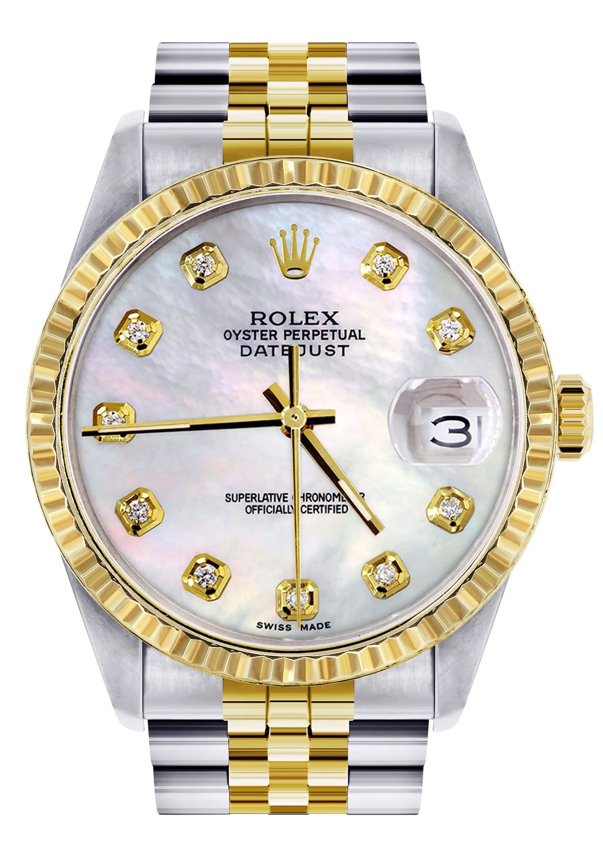 Womens Rolex Datejust Watch 16233 Two Tone | 36Mm | Mother of Pearl Dial | Fluted Bezel | Jubilee Band