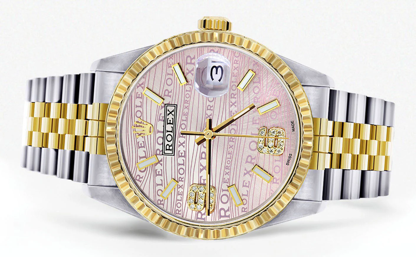 Womens Rolex Datejust Watch 16233 Two Tone | 36Mm | Pink Textured Dial | Fluted Bezel | Jubilee Band - Image 2