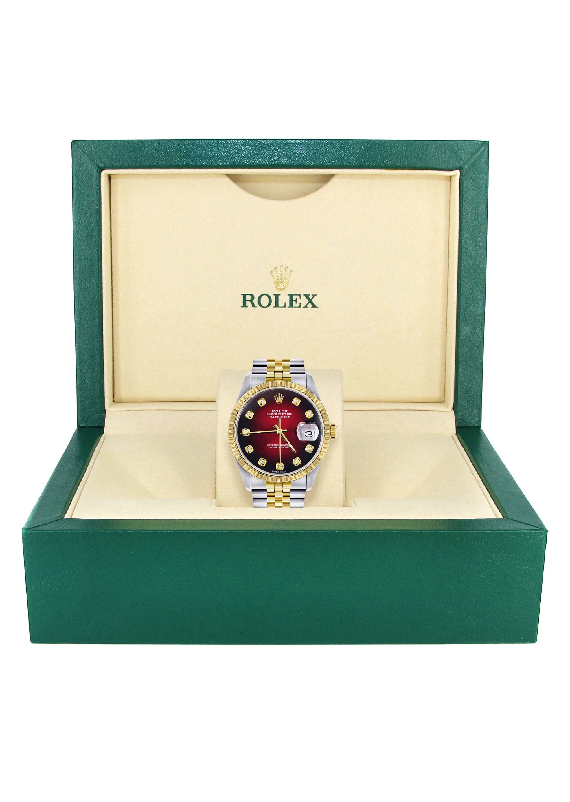 Womens Rolex Datejust Watch 16233 Two Tone | 36Mm | Red Black Dial | Fluted Bezel | Jubilee Band - Image 5