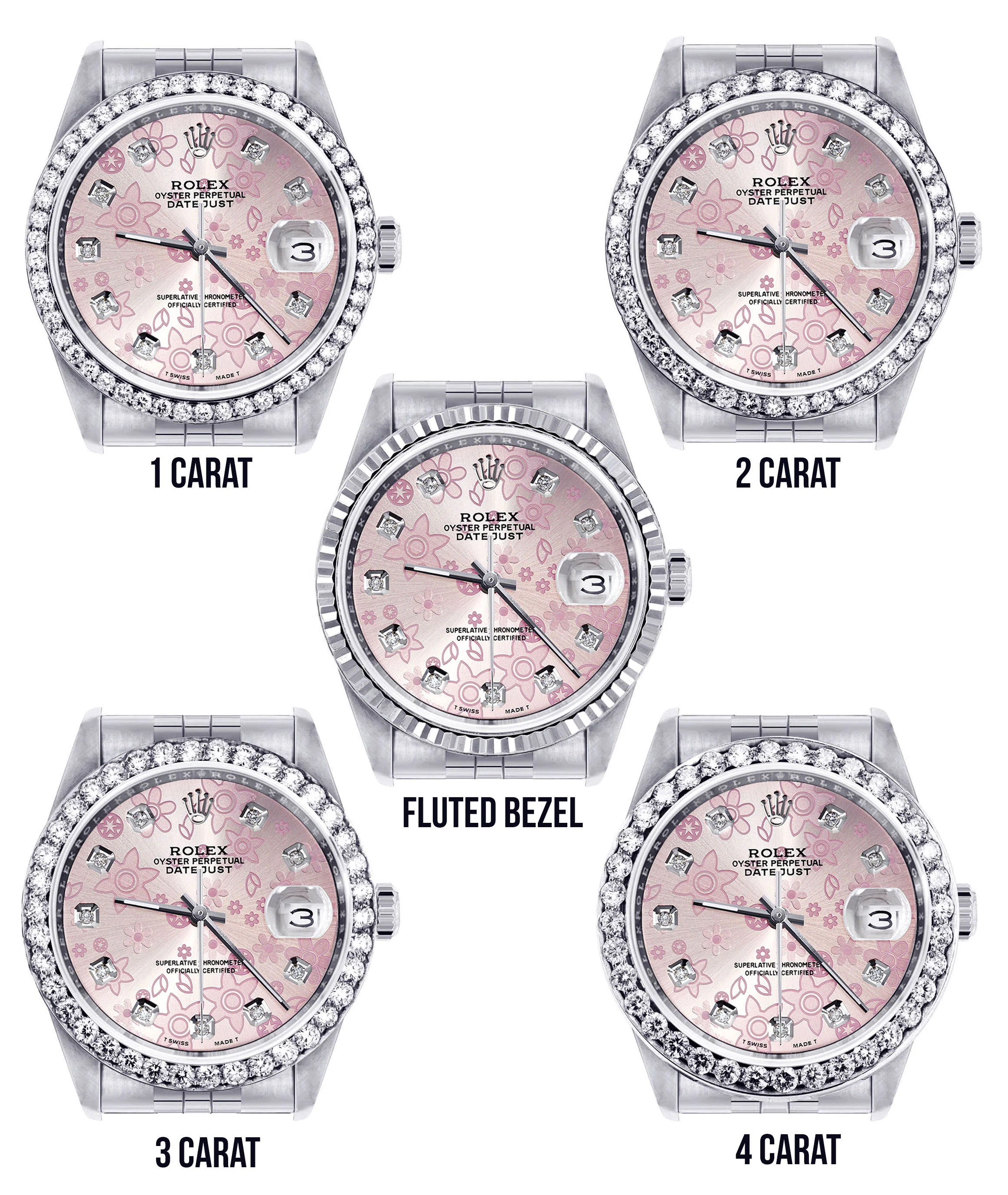 Womens Rolex Datejust Watch 16200 | 36Mm | Pink Diamond Flower Dial | Jubilee Band - Image 3