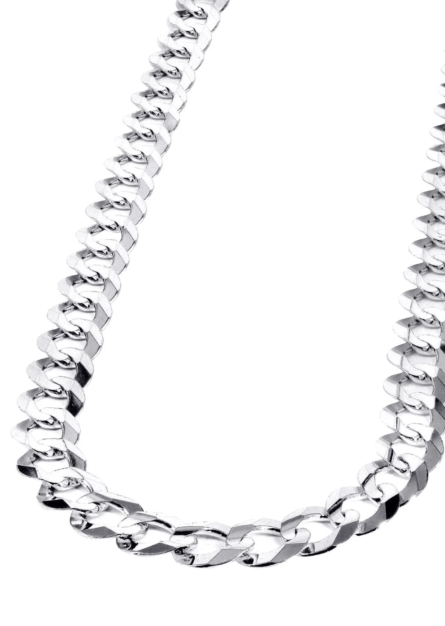 Womens White Gold Chain - Solid Cuban Link 10K/14K Gold
