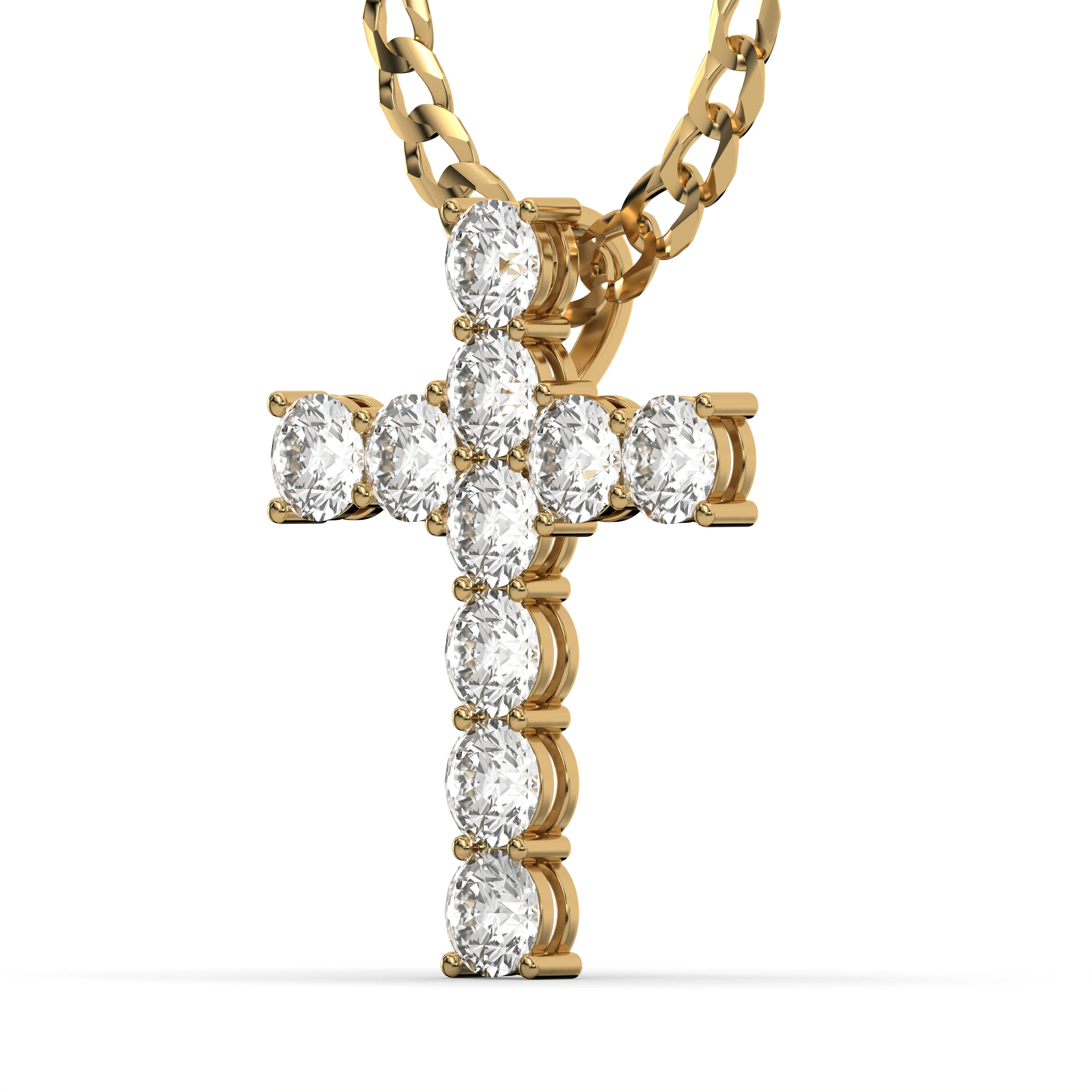 Men's VVS Lab Diamond Customizable Yellow Gold Cross Necklace Pendant - Image 3