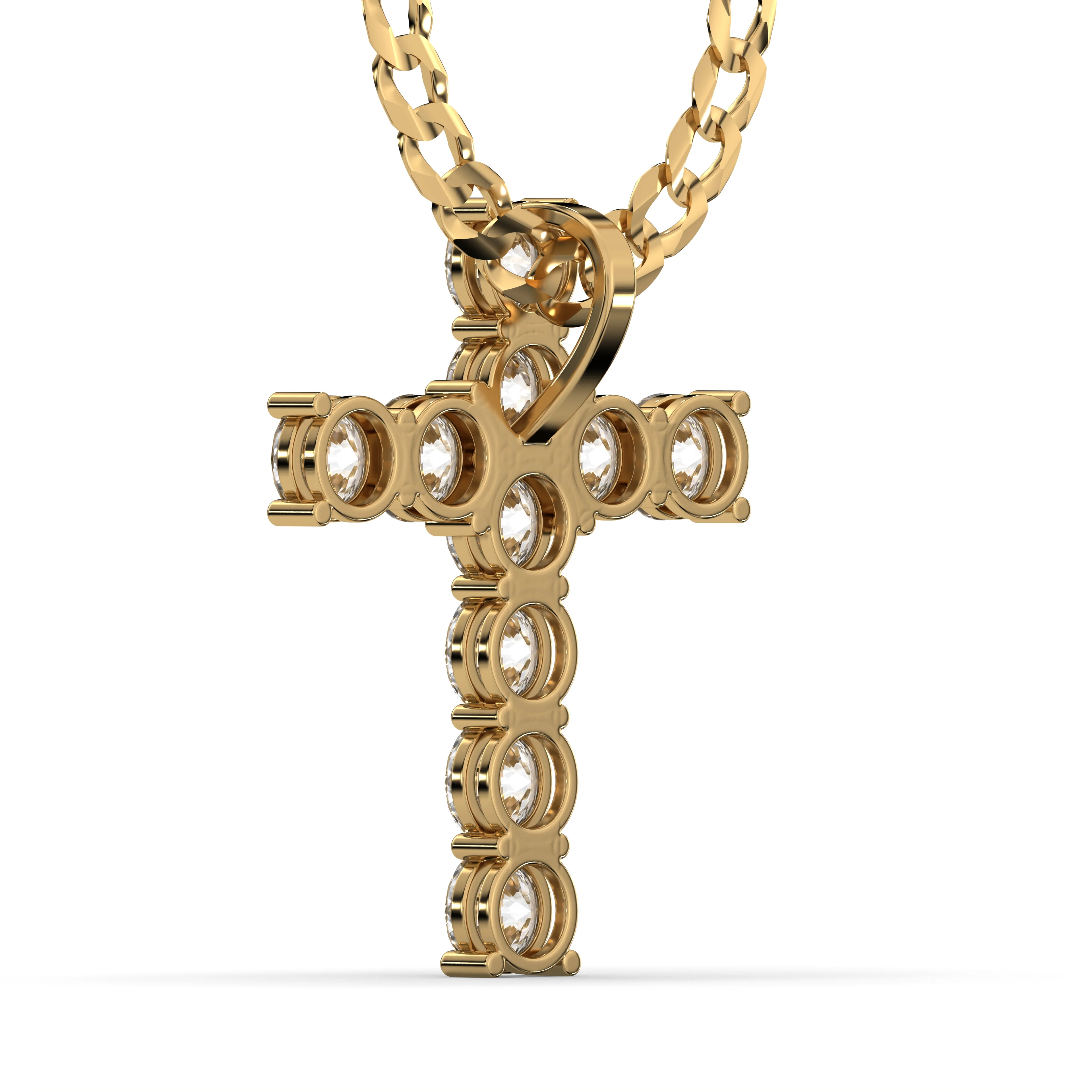 Men's VVS Lab Diamond Customizable Yellow Gold Cross Necklace Pendant - Image 4