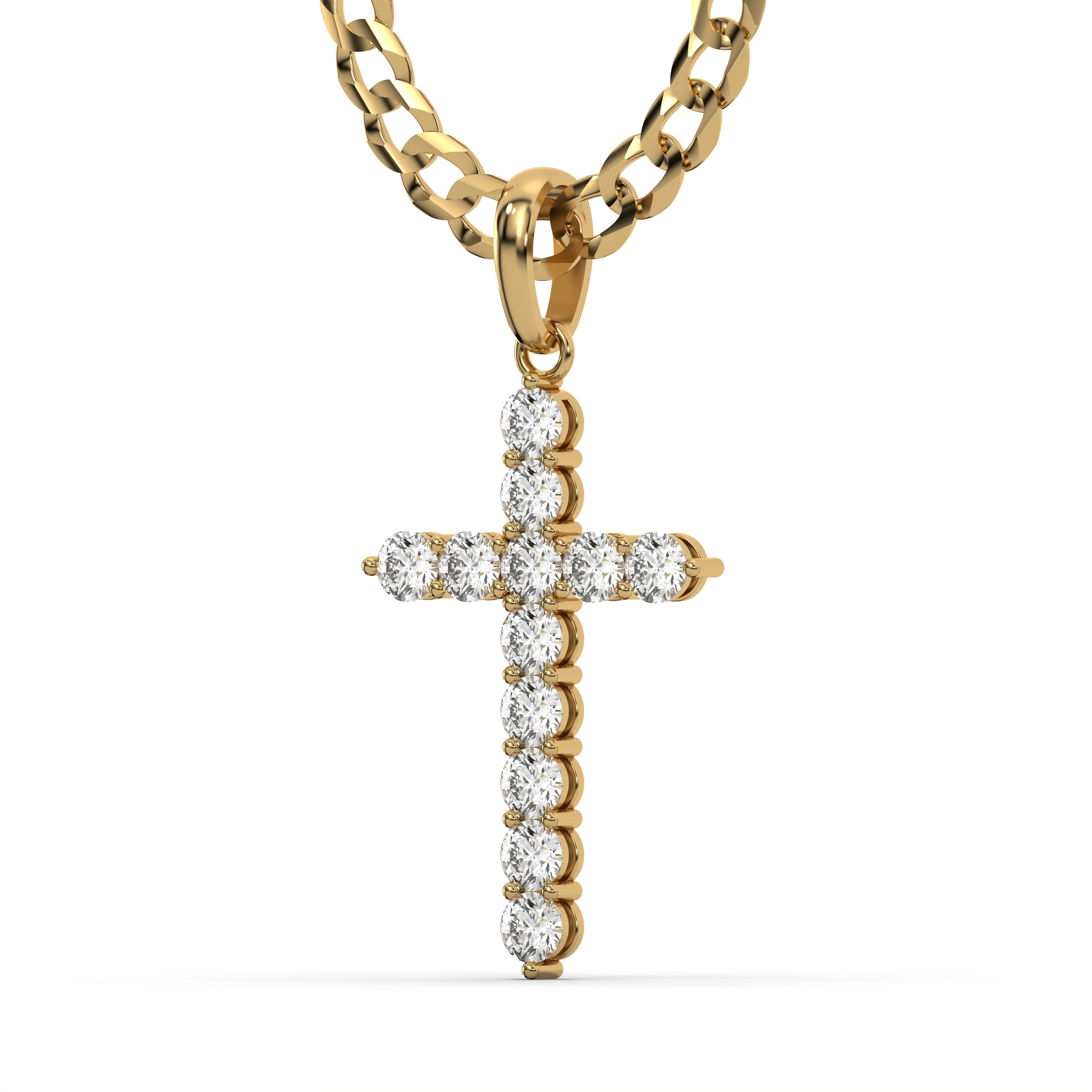 Men's VVS Lab Diamond Customizable Yellow Gold Cross Necklace Pendant - Image 3