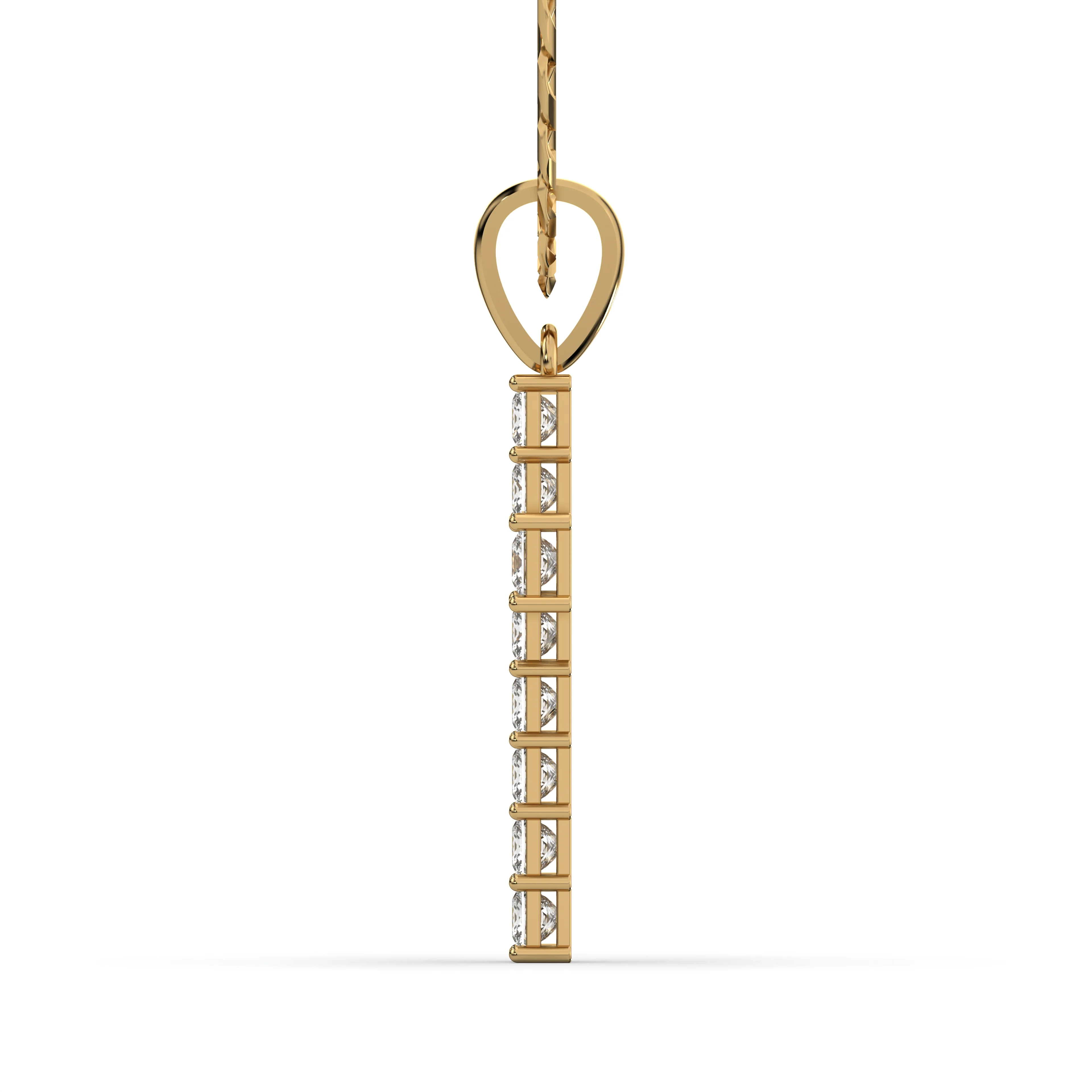 Men's VVS Princess Lab Diamond Customizable Yellow Gold Cross Necklace Pendant - Image 3