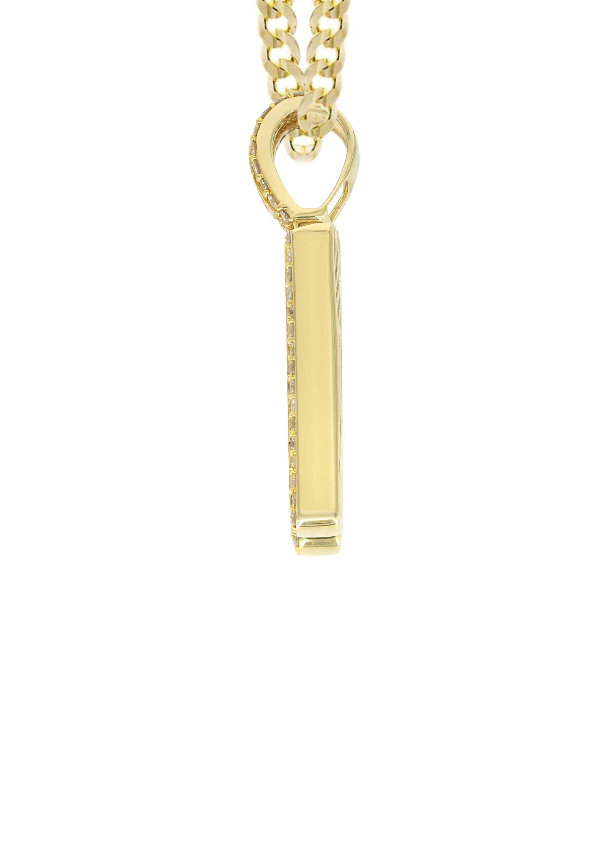 Yellow Gold Letter "W" Baguette Diamond Necklace | 3.3 Carats - Image 4
