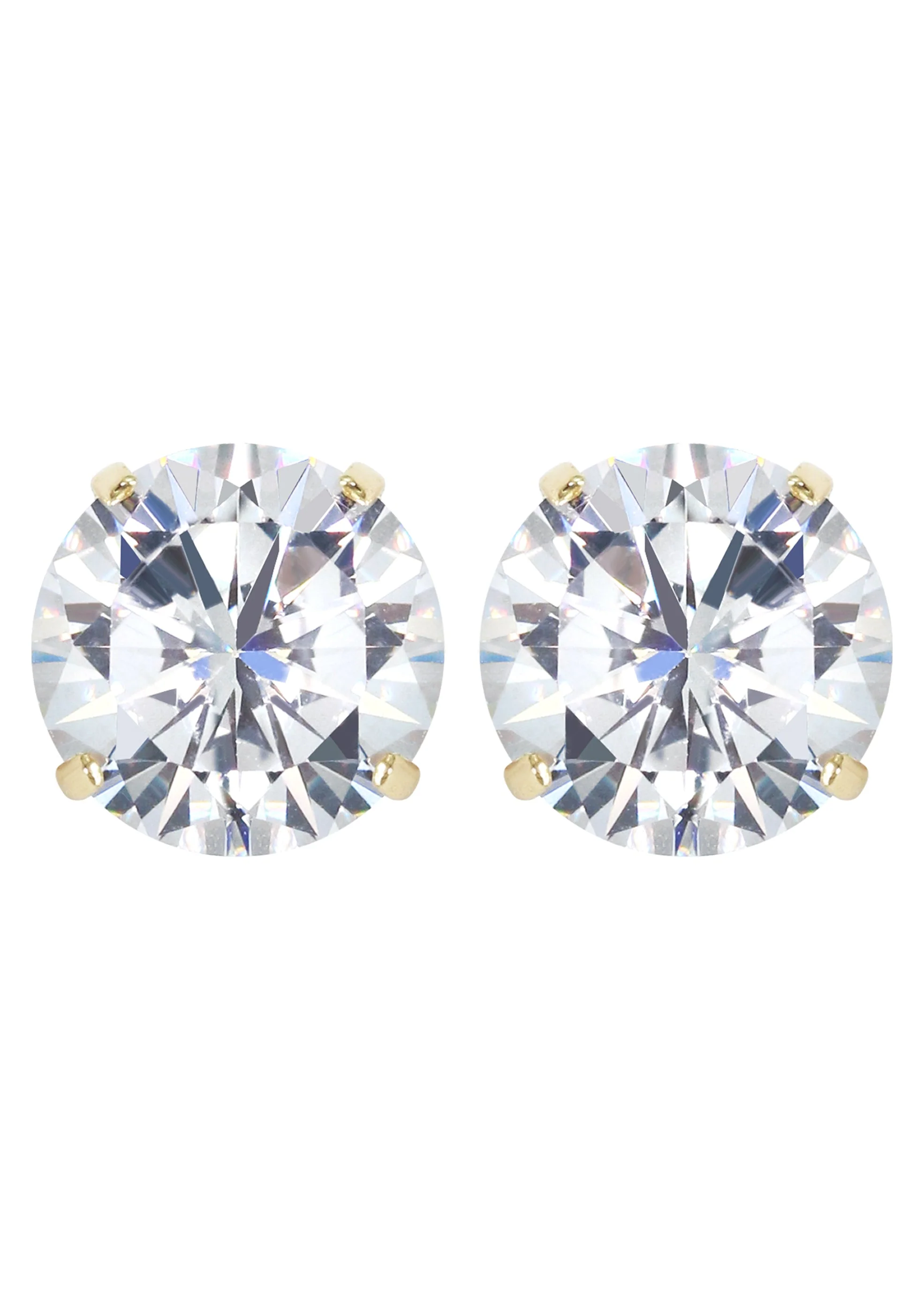 14K Yellow Gold Push Backing Round Stud Earrings