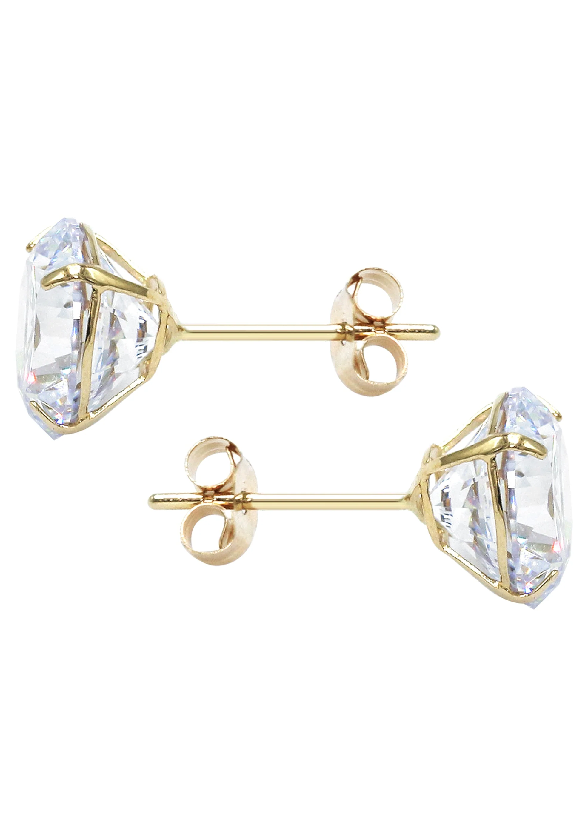 14K Yellow Gold Push Backing Round Stud Earrings - Image 2