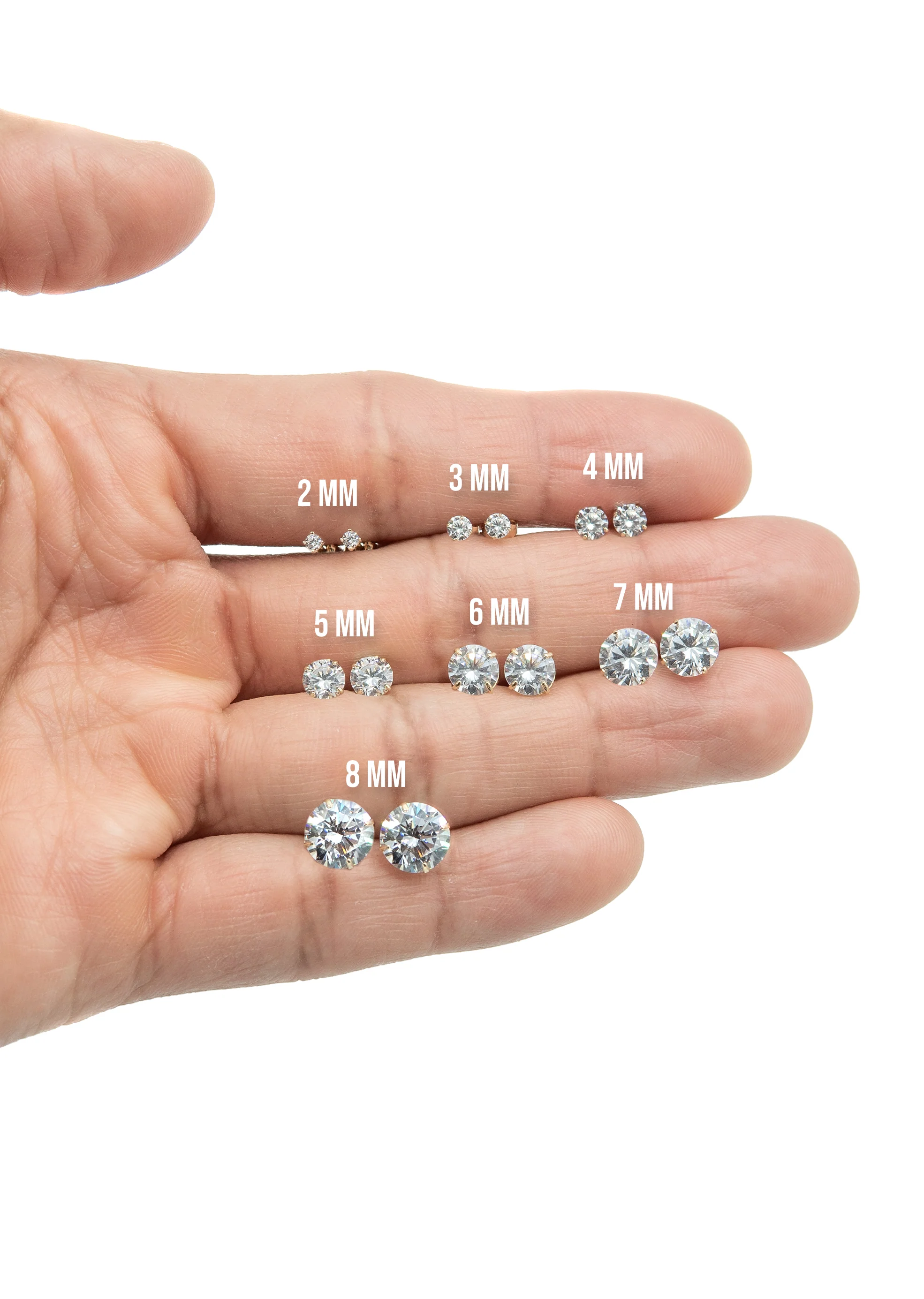 14K Yellow Gold Push Backing Round Stud Earrings - Image 4