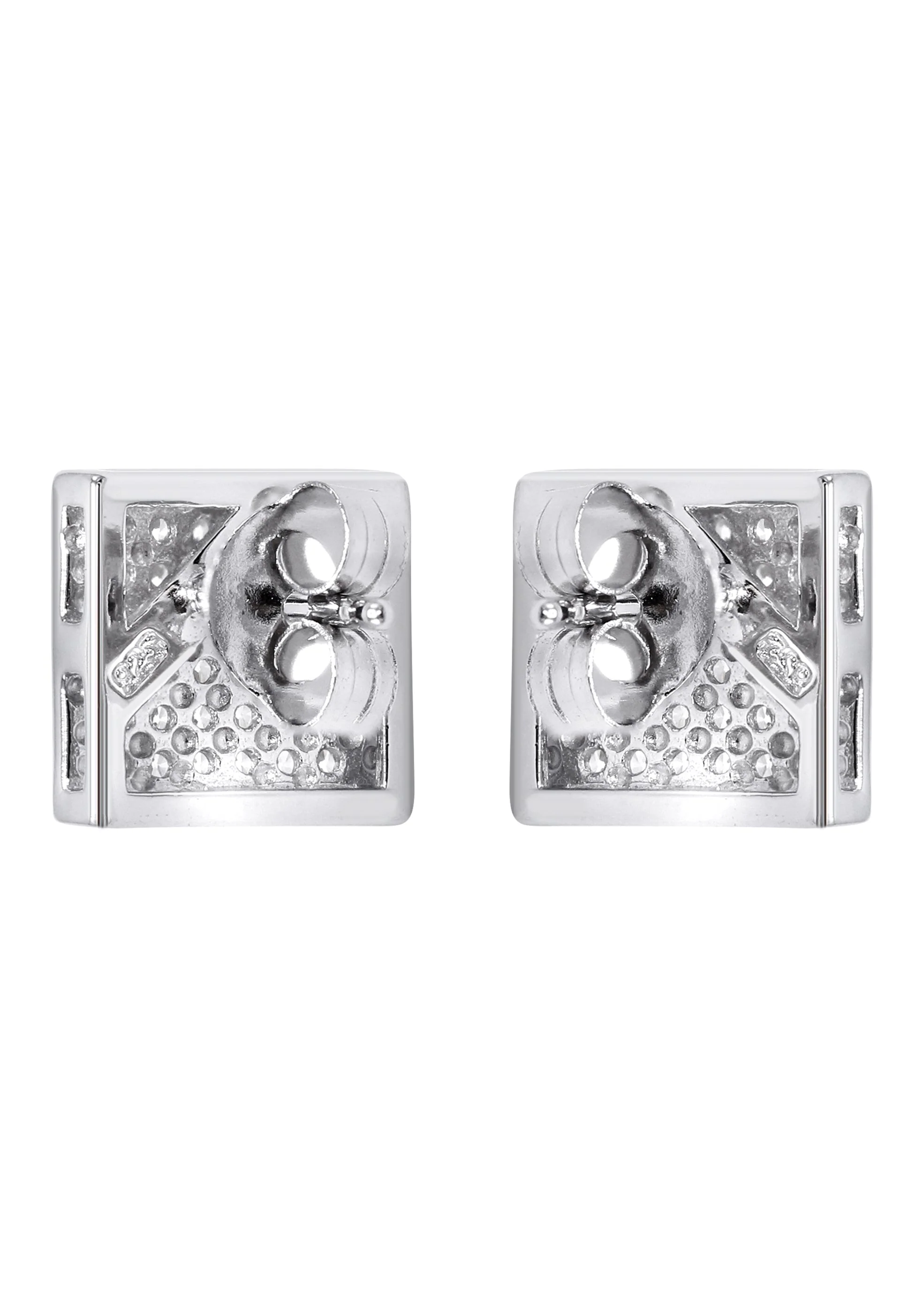 Silver Micro Pave Clear Square CZ Stud Earrings | Appx. 2.1 Grams - Image 3