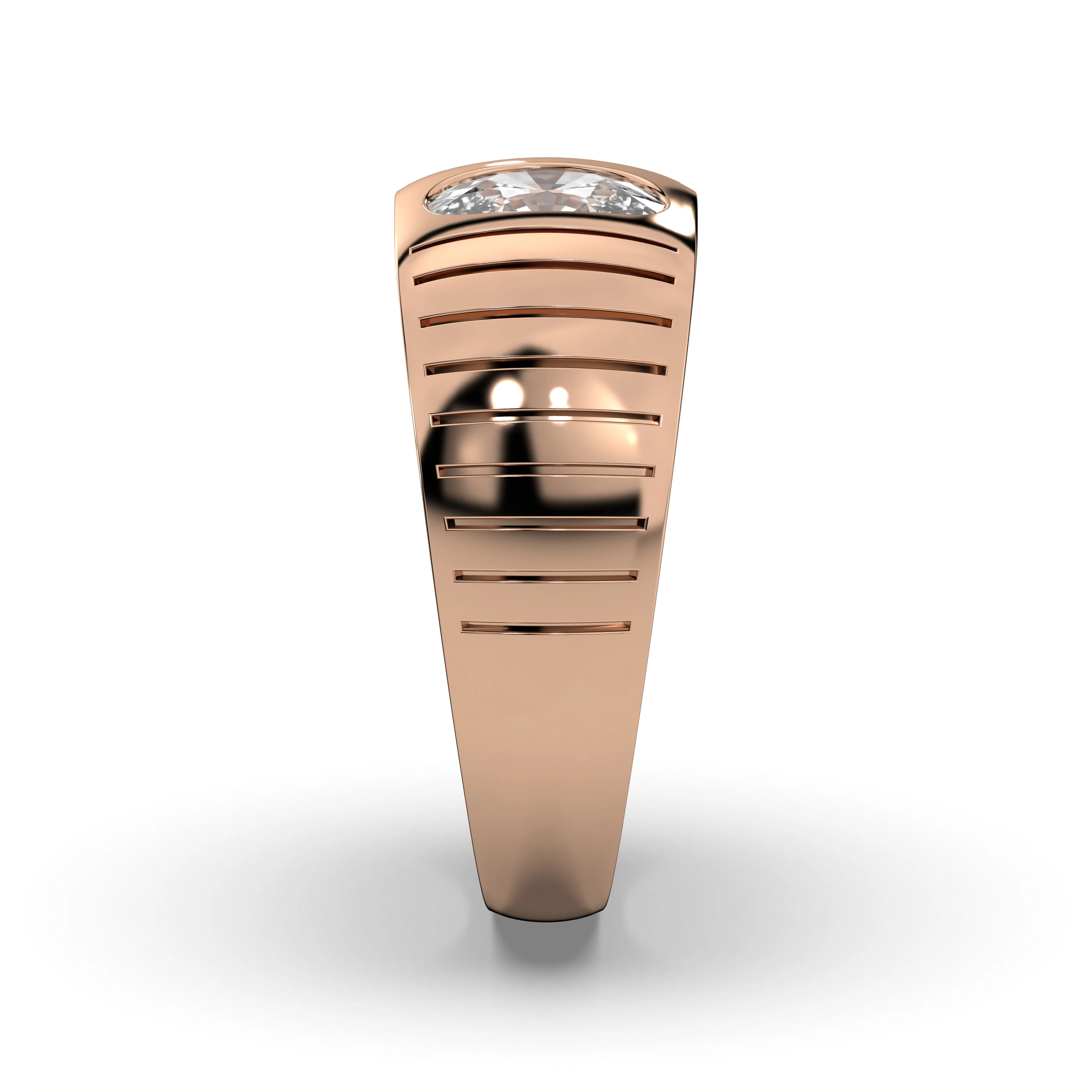 Men's Jewelry - Men's VVS Lab Diamond Oval Solitaire Engagement Ring | Rose Gold - Image 3
