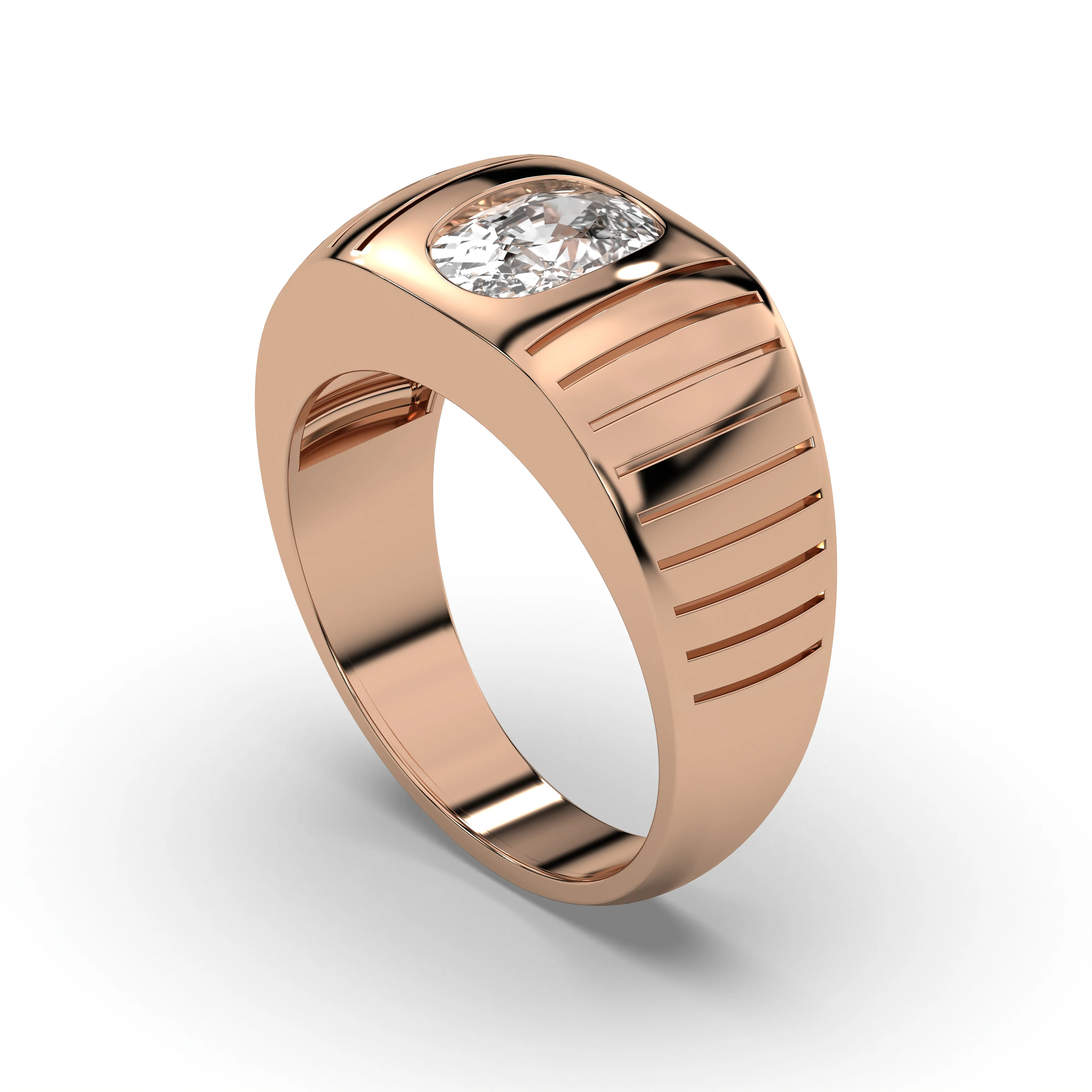 Men's Jewelry - Men's VVS Lab Diamond Oval Solitaire Engagement Ring | Rose Gold - Image 4