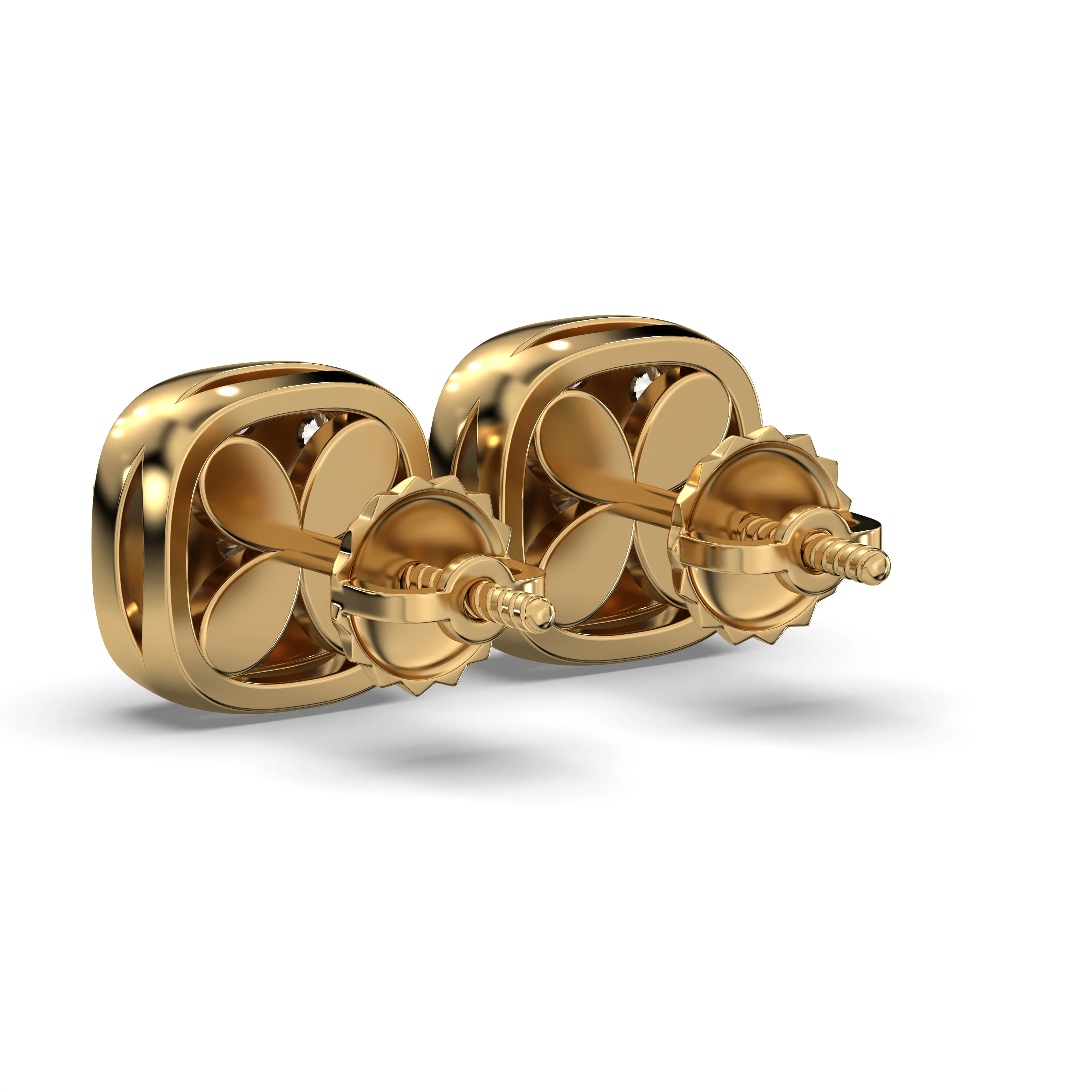 Men's VVS VVS Lab Diamond Gold Cluster Stud Earrings - Image 4