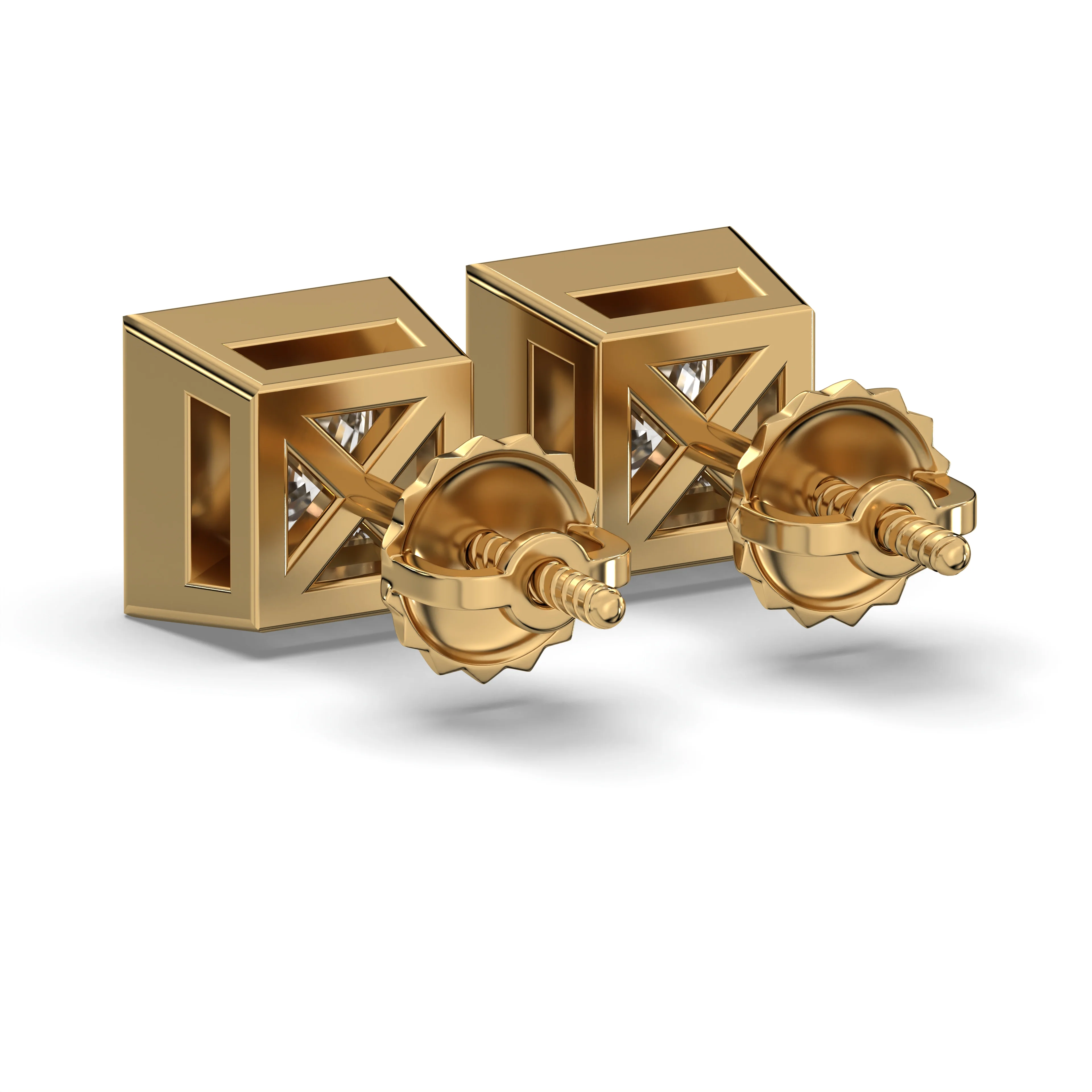 Men's Jewelry - VVS Lab Diamond Princess Cut Stud Earrings For Men | 14K Gold - Image 4