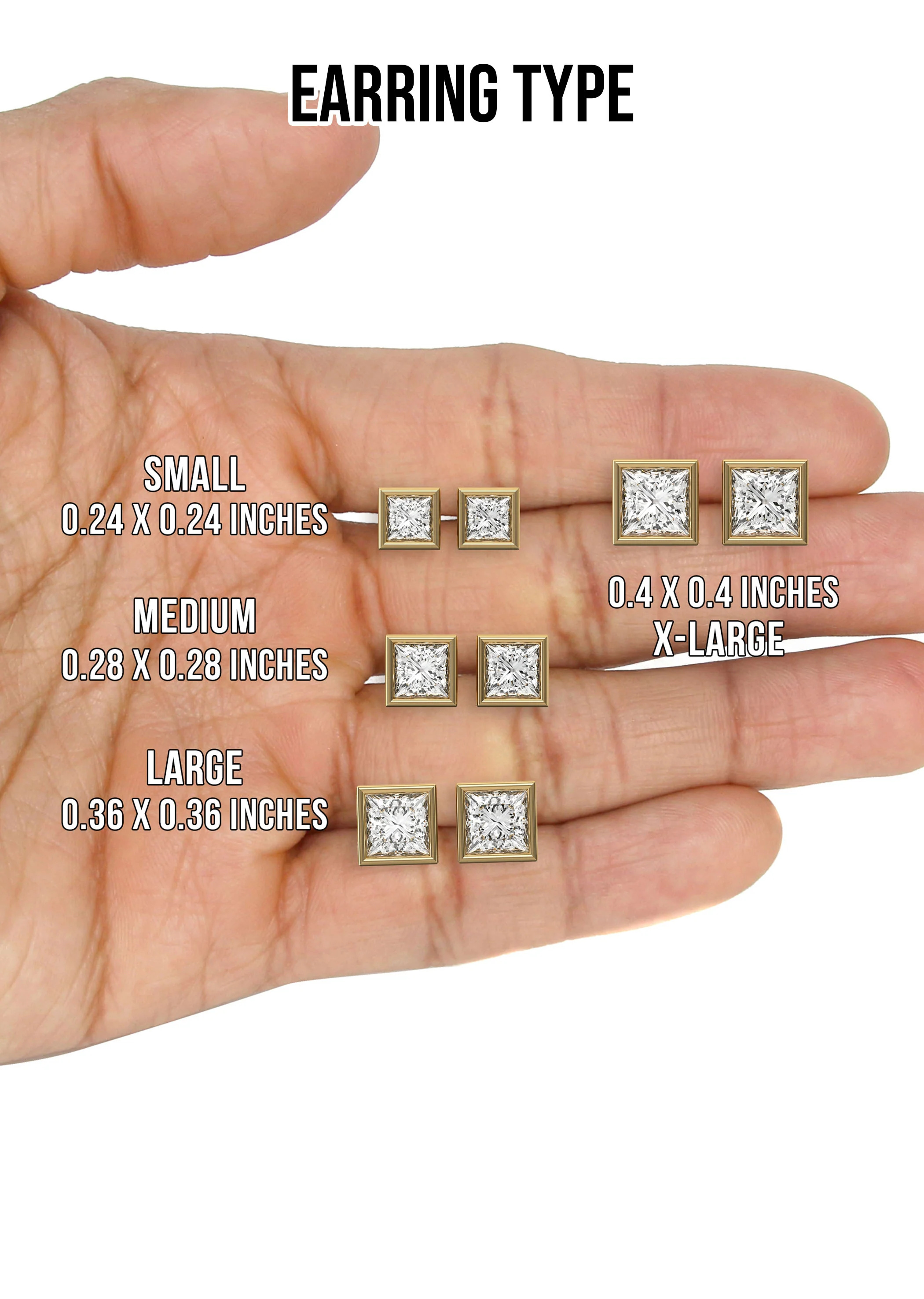 Men's Jewelry - VVS Lab Diamond Princess Cut Stud Earrings For Men | 14K Gold - Image 5