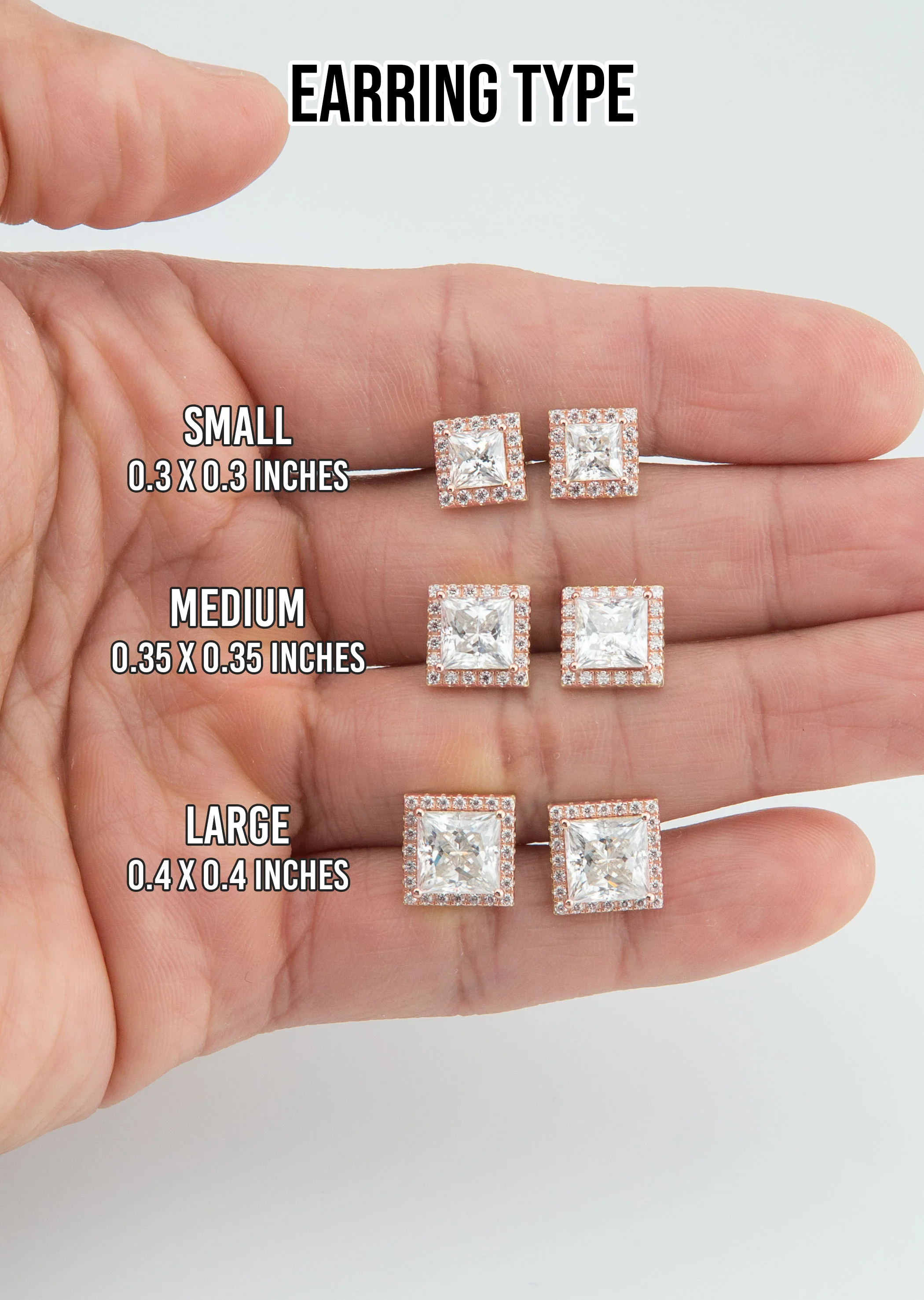 Men's Jewelry - VVS Lab Diamond Halo Princess Stud Earrings For Men | 14K Rose Gold - Image 5