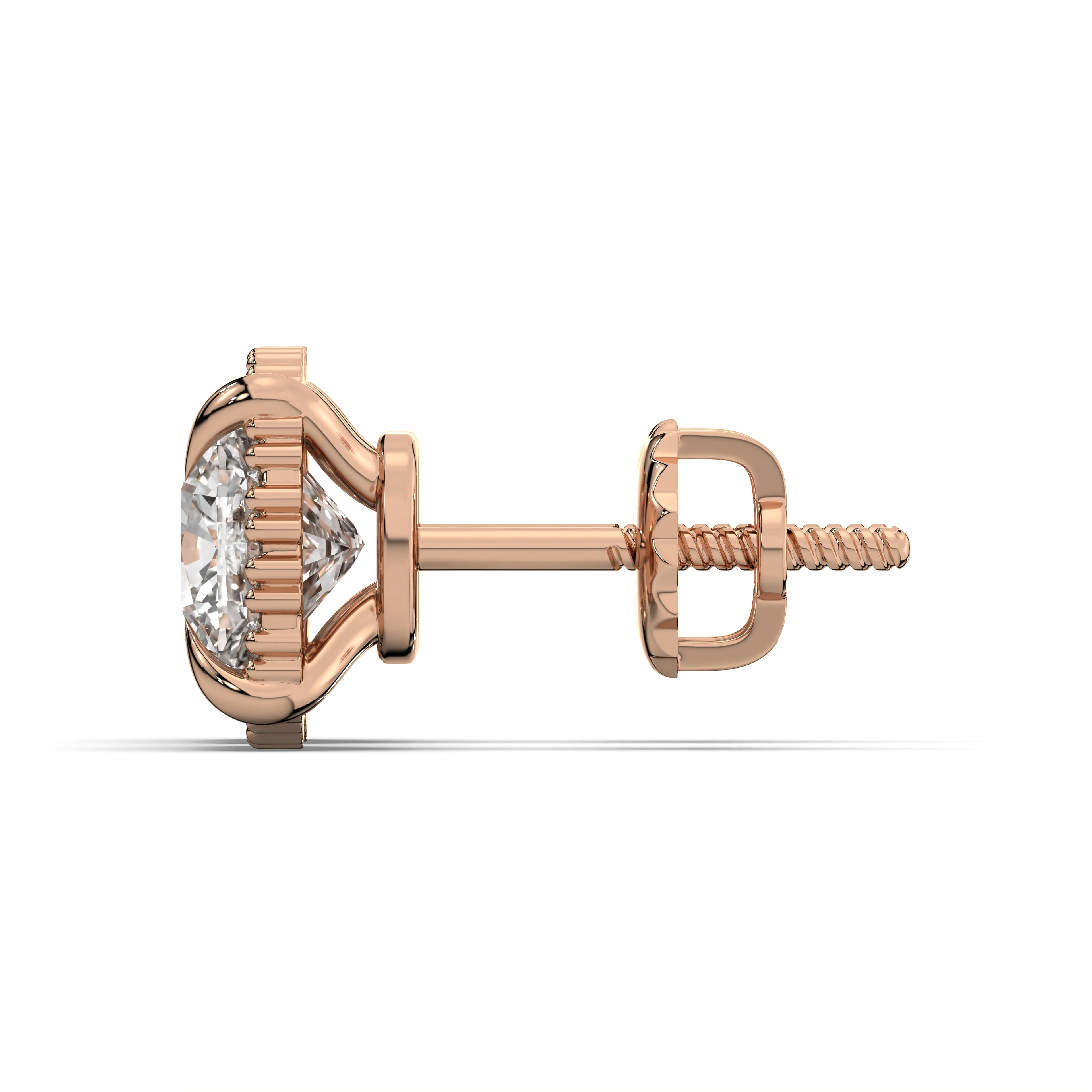 Men's Jewelry - VVS Lab Diamond Halo Stud Earrings For Men | 14K Rose Gold - Image 3