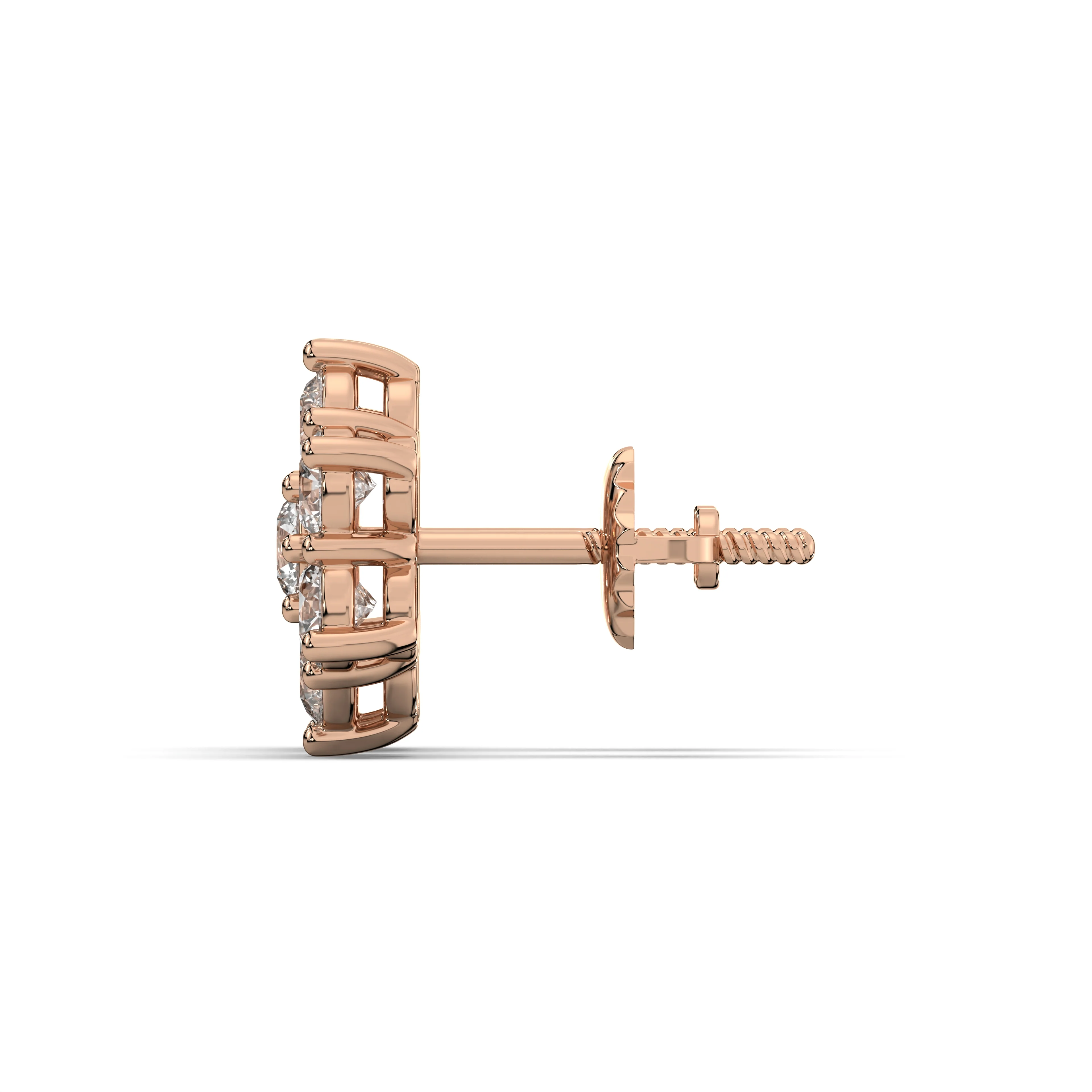 Men's Jewelry - VVS Lab Diamond Cluster Stud Earrings For Men | 14K Rose Gold - Image 3